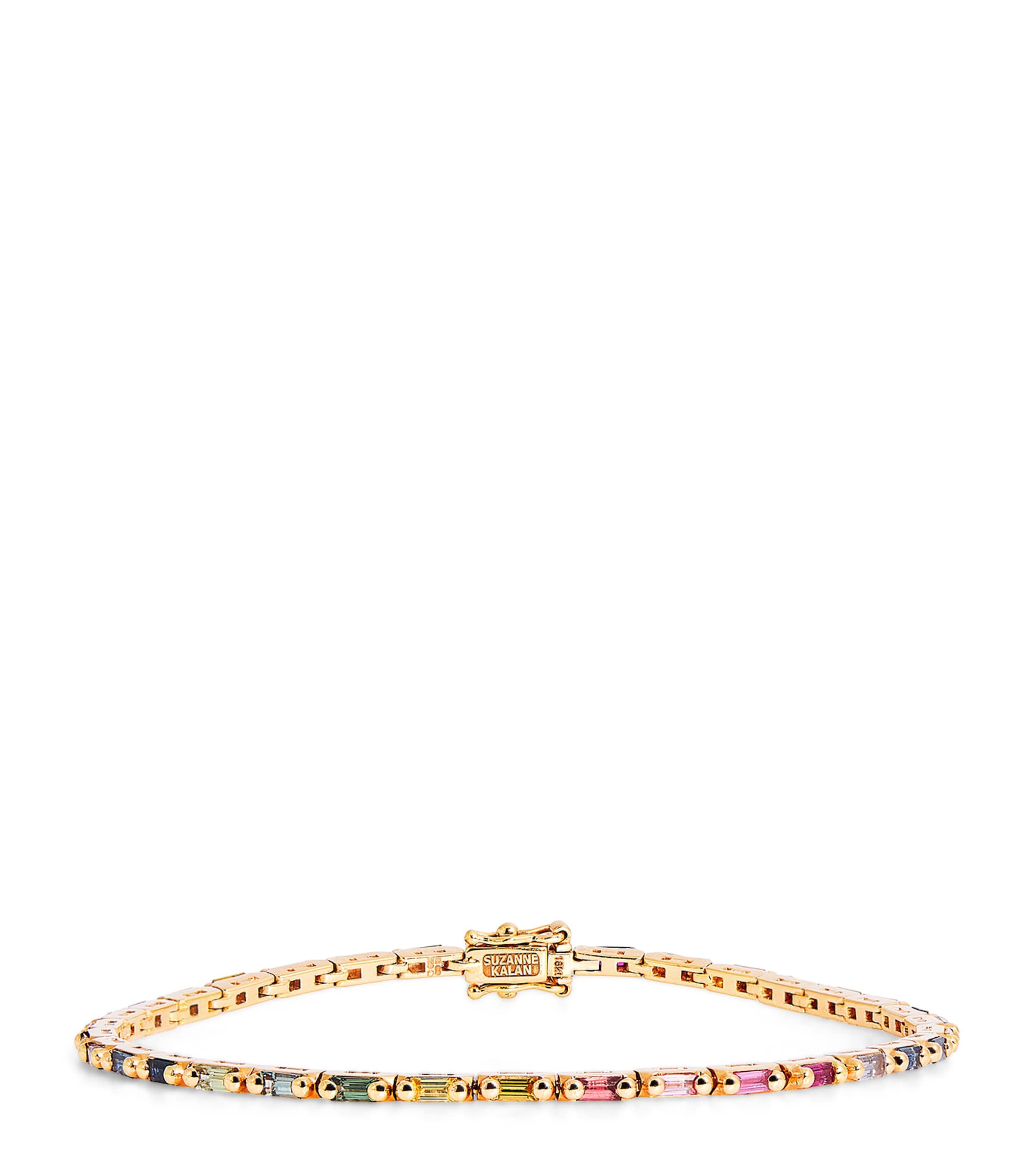 Rose Gold and Rainbow Sapphire Bold Linear Tennis Bracelet