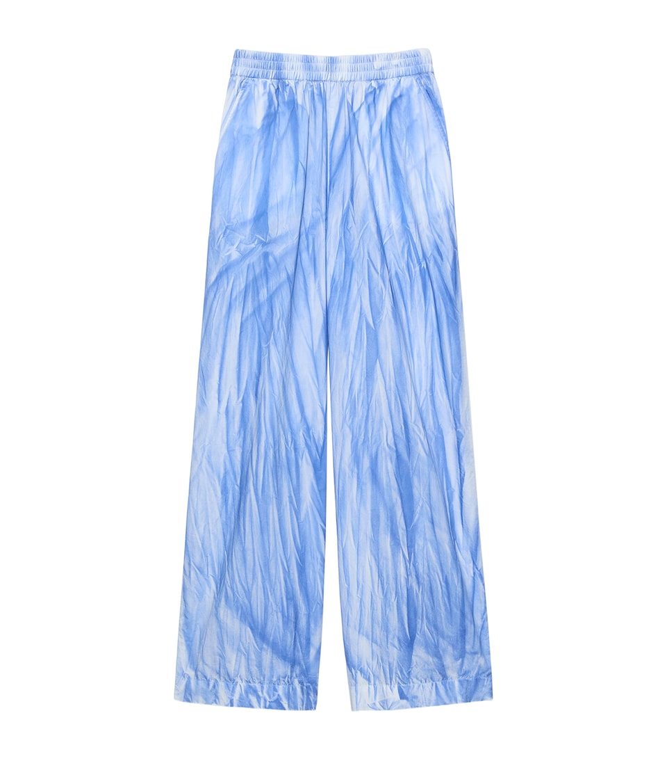MAX&Co. Womens Cotton Tie-Dye Straight Trousers Light Blue