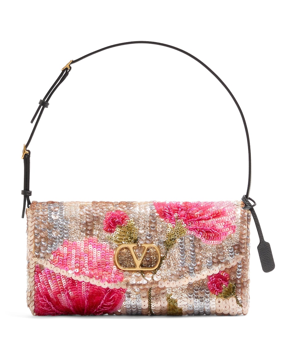 Valentino Garavani Silk Sequined DeVain Shoulder Bag