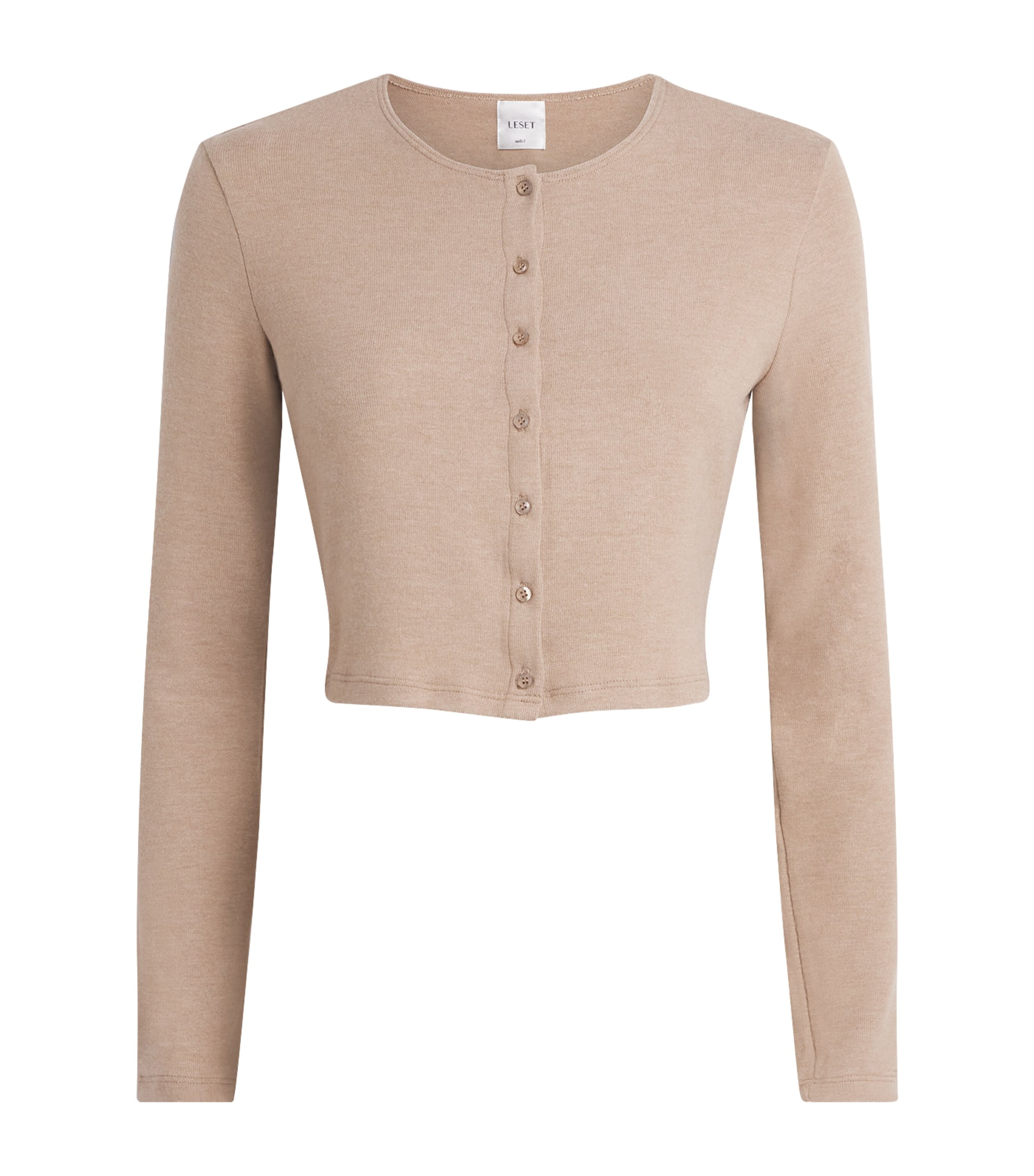 LESET Womens Jersey Lauren Cropped Cardigan Sable