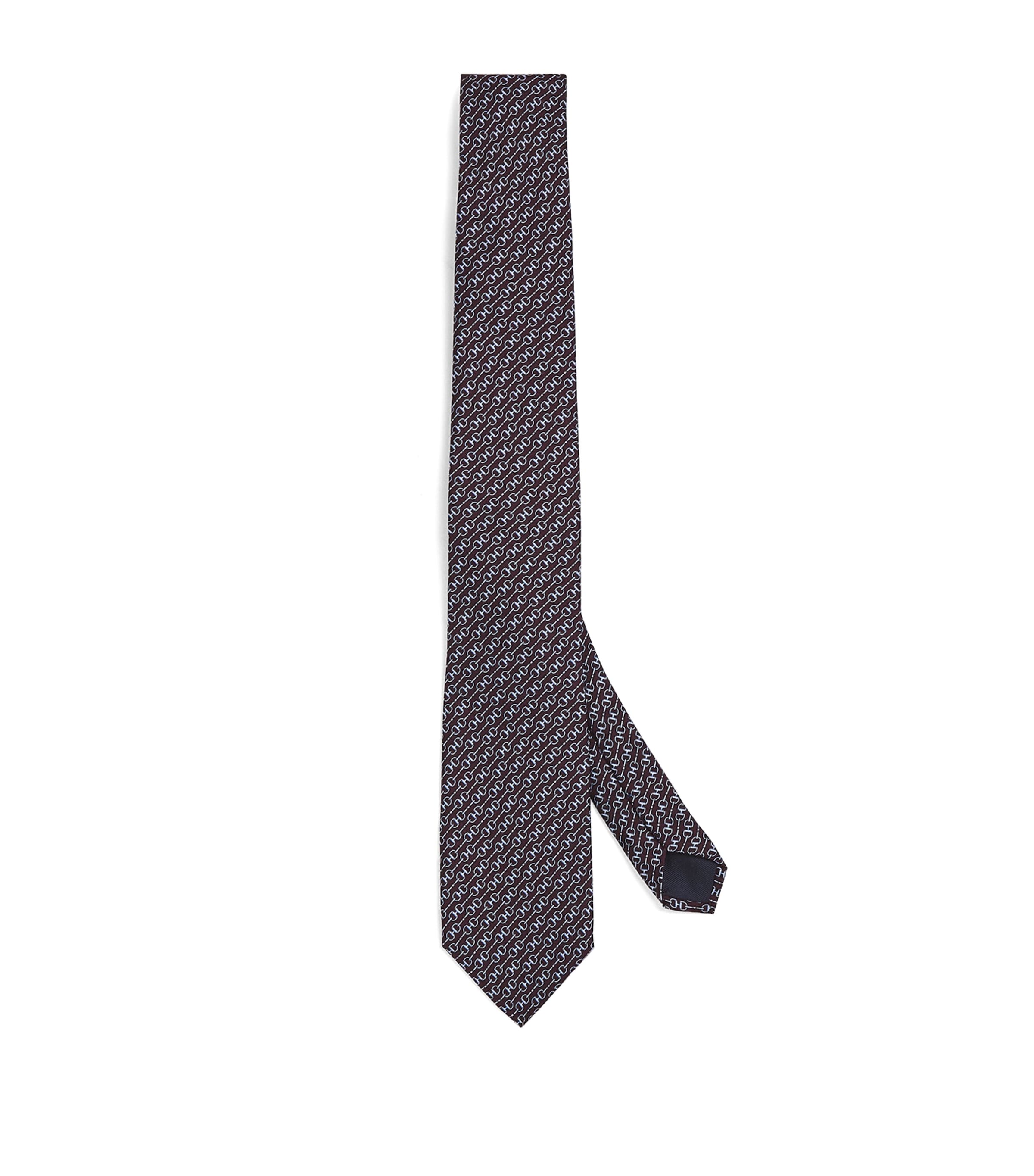 Harrods Silk Snaffle Print Tie Burgundy