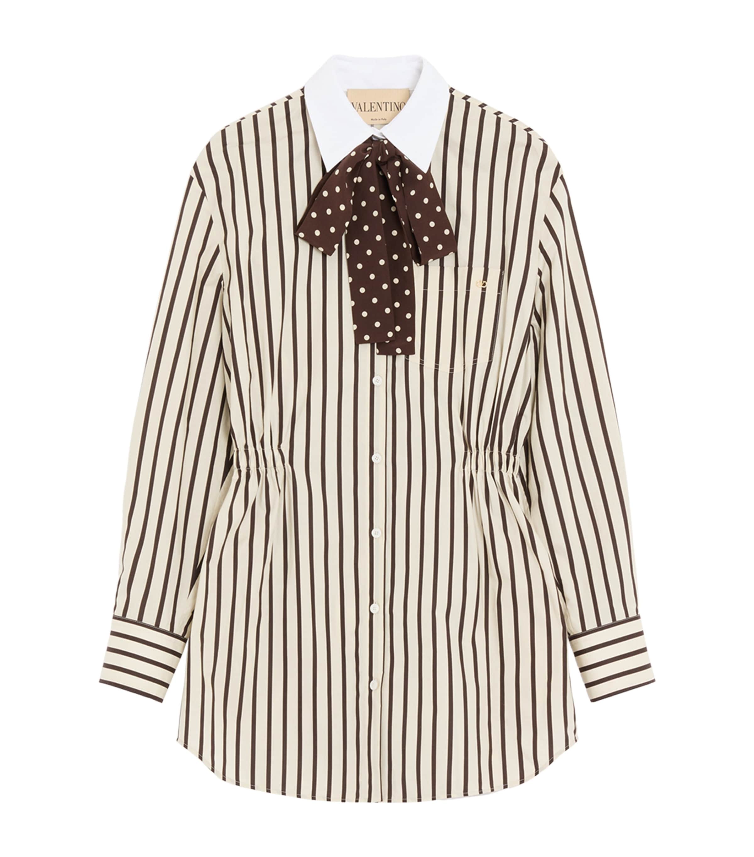 Valentino Womens Cotton Stripe Mini Shirt Dress