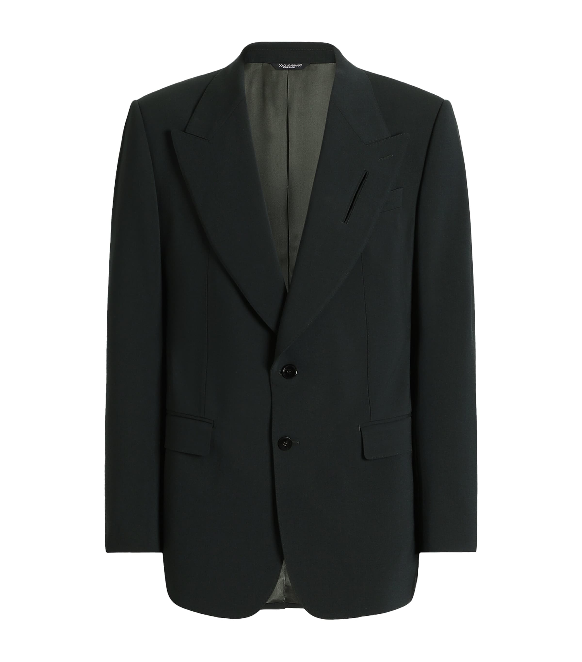 Dolce&Gabbana Mens Stretch-Virgin Wool Blazer Dark Green G