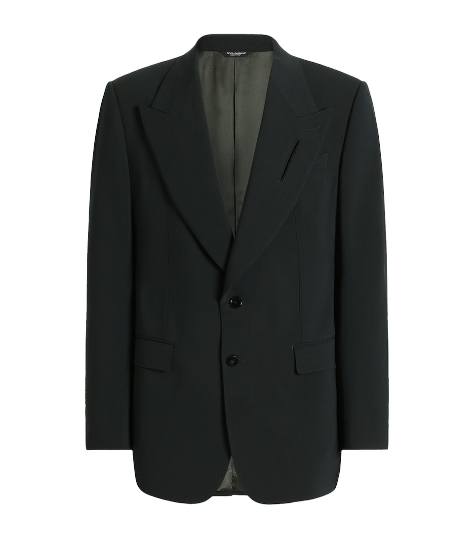 Dolce&Gabbana Mens Stretch-Virgin Wool Blazer Dark Green G