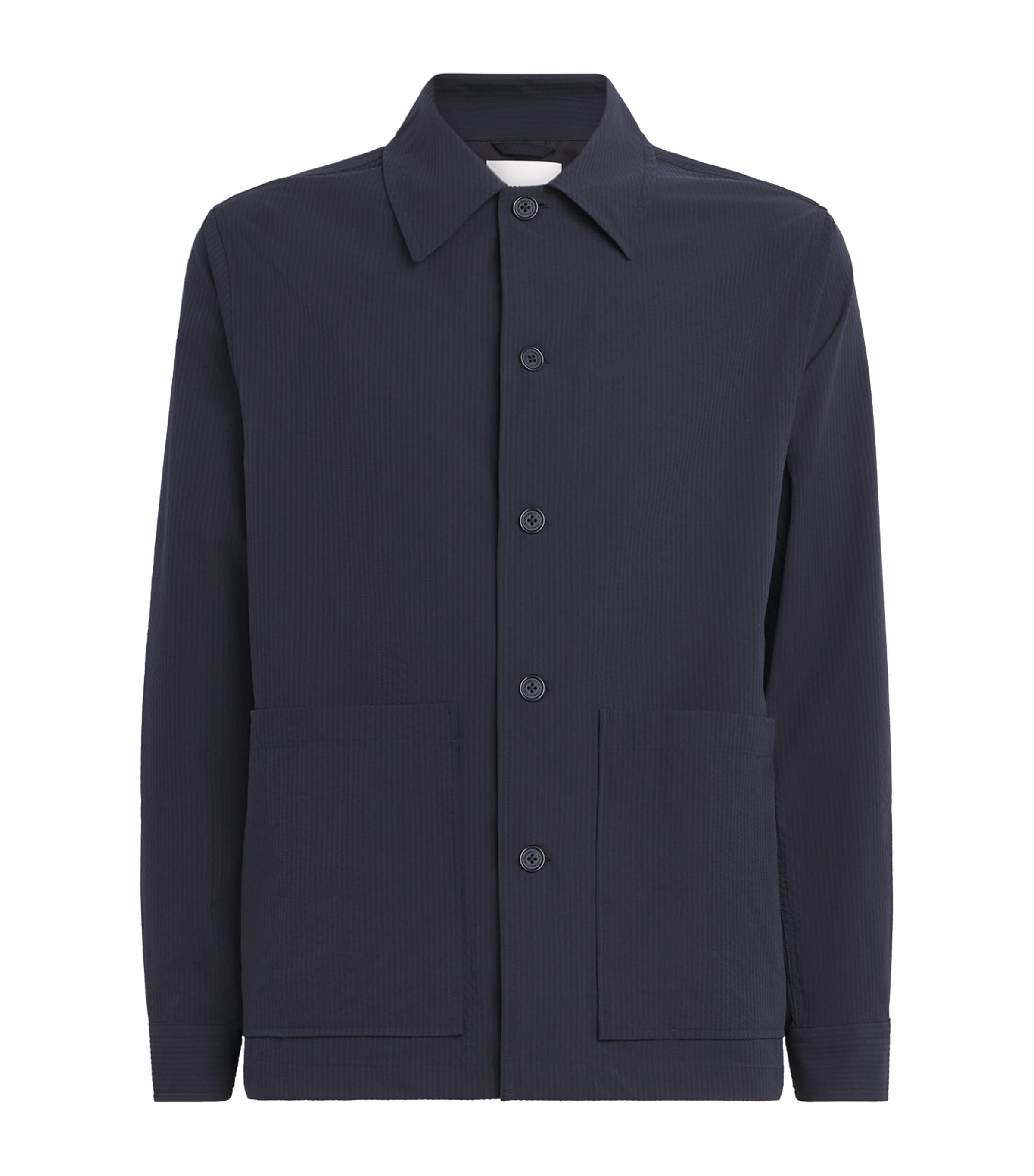 NN07 Mens Seersucker Blaze Overshirt Navy Blue