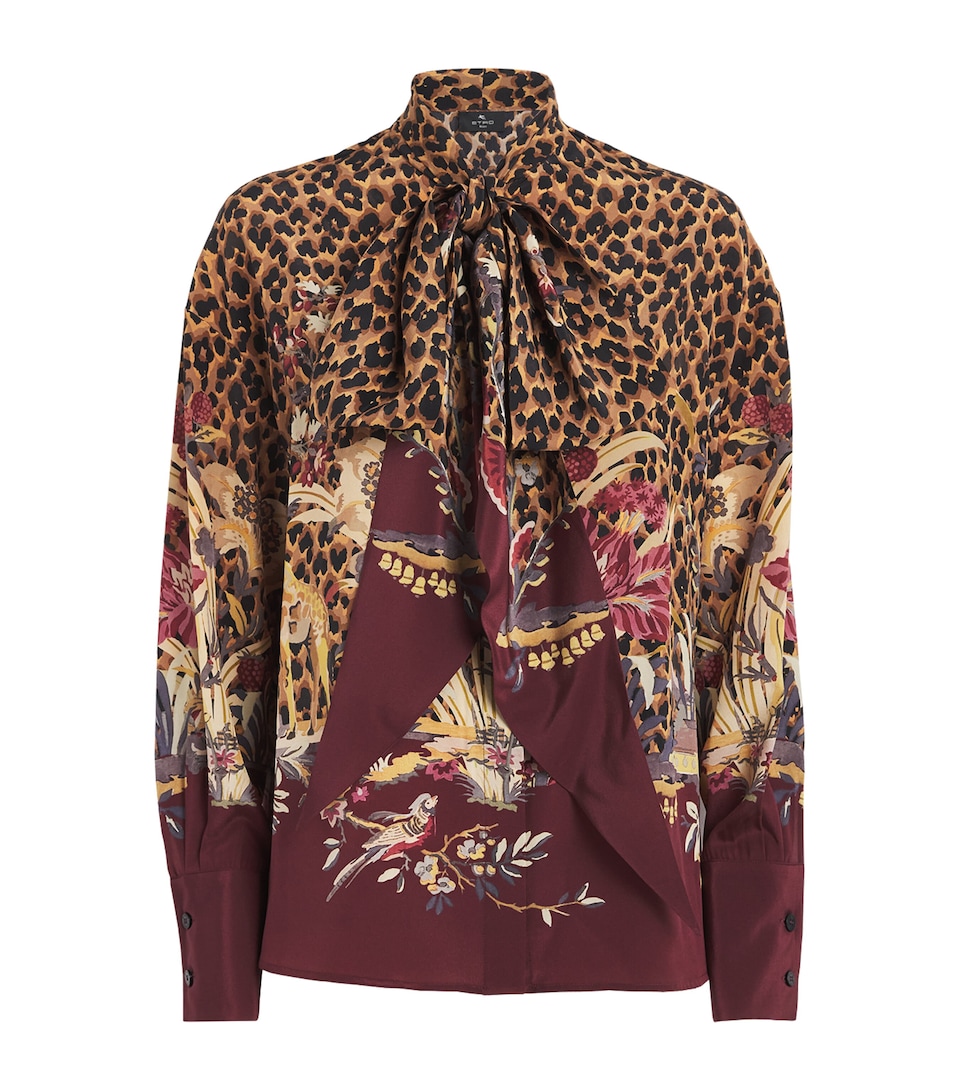 Etro Womens Silk Animal Paisley-Detail Shirt Burgundy