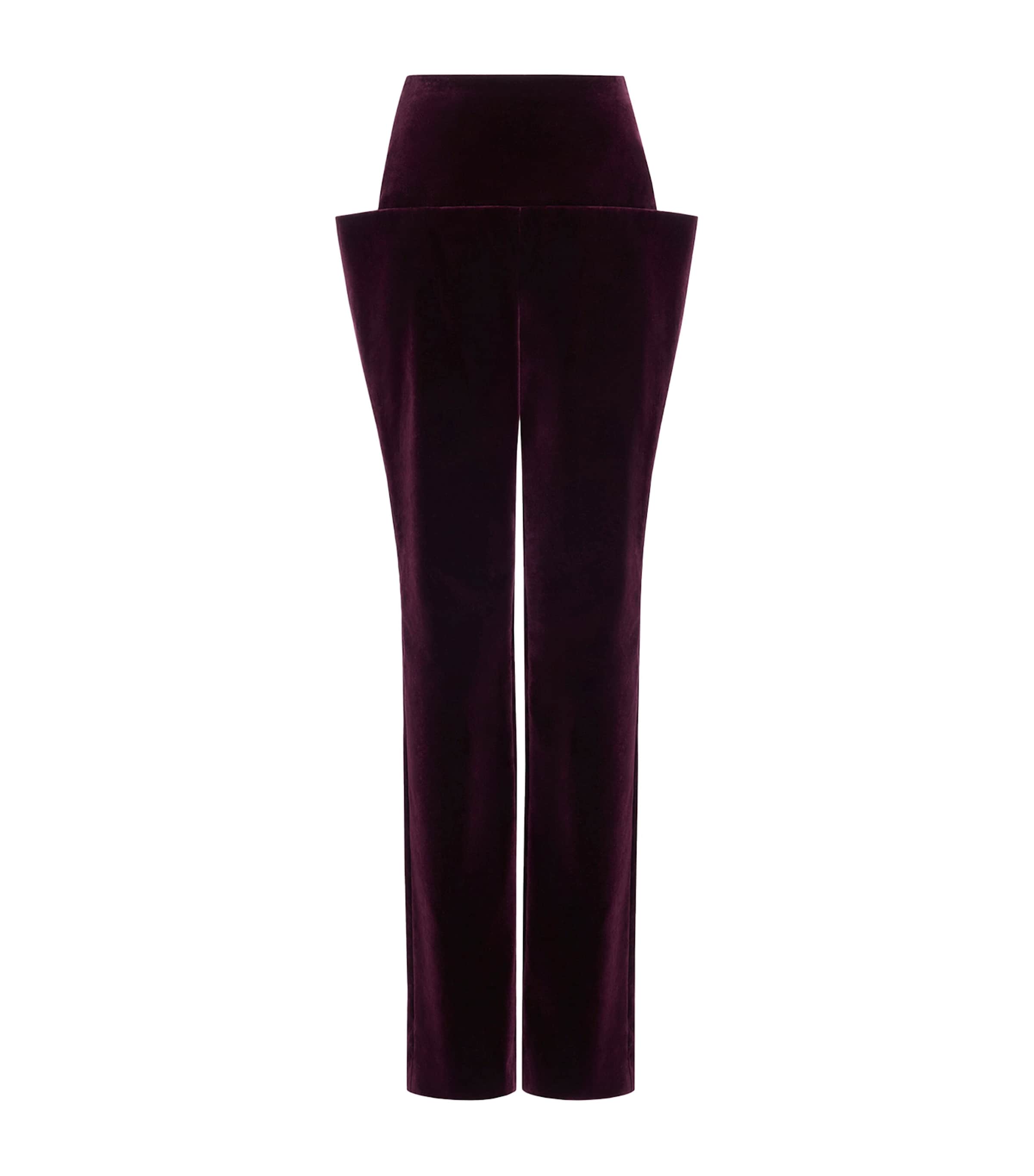 Alaïa Womens Cotton Velvet Tailored Trousers Eggplant