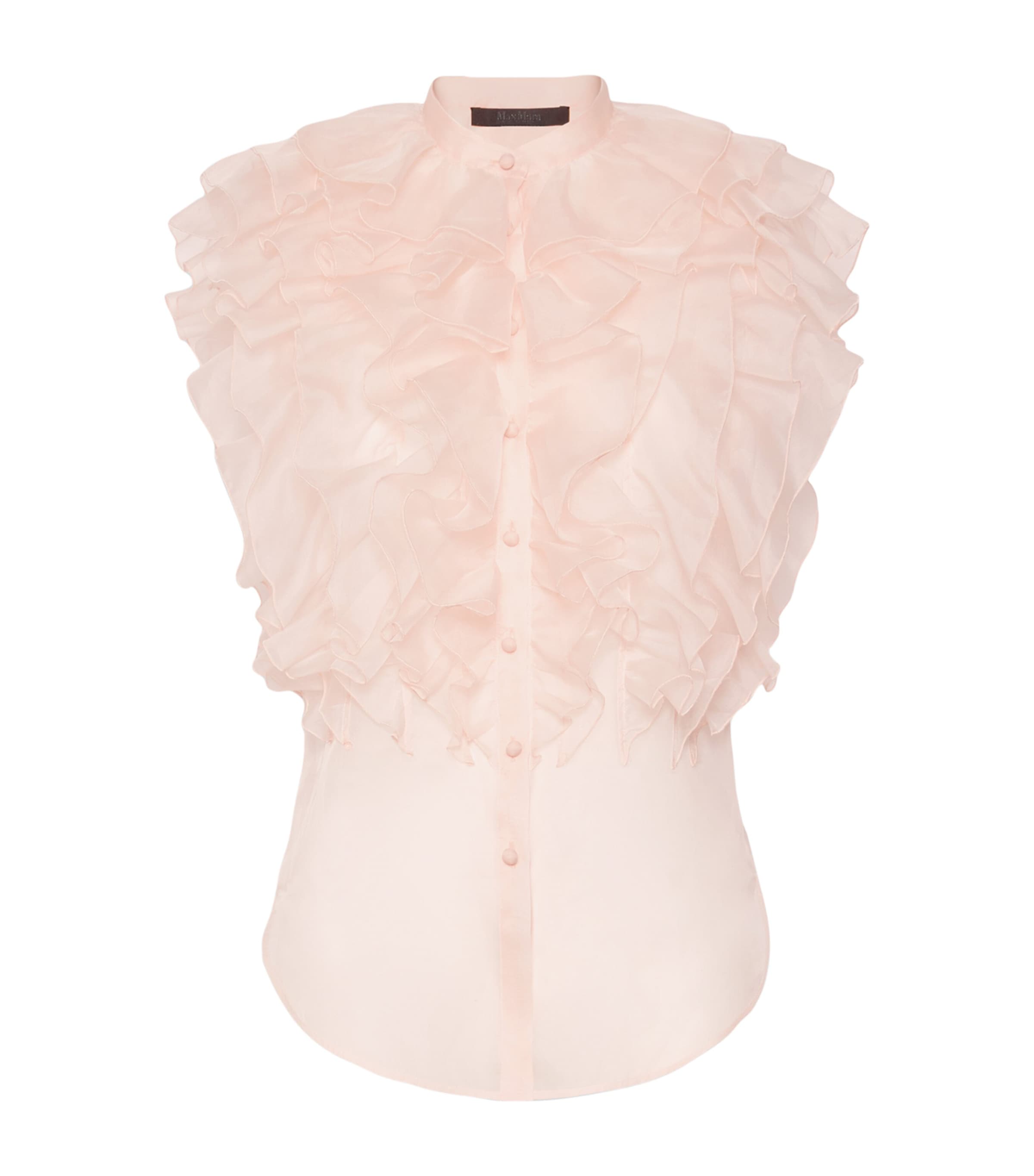 Max Mara Womens Silk Ruffled Blouse Powder
