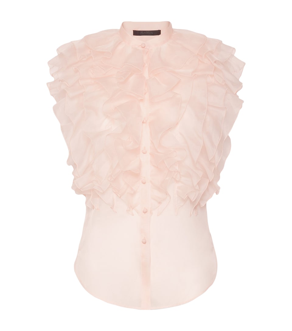 Max Mara Womens Silk Ruffled Blouse Powder
