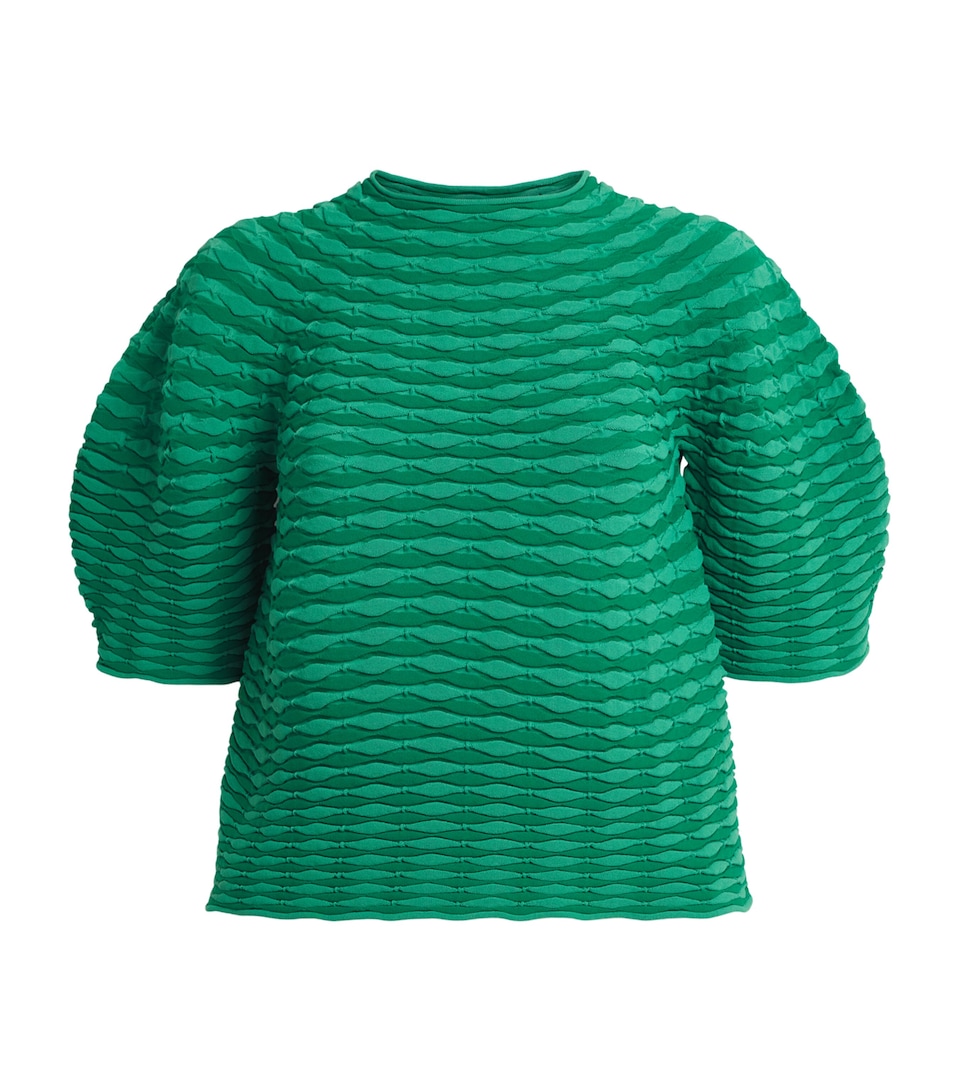 Pleats Please Issey Miyake Womens Colourful Mushroom Knit Top Grass Green