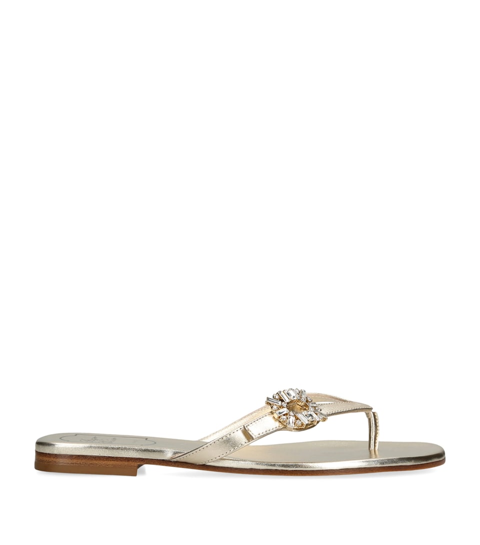 Roger Vivier Metallic Leather Embellished Sandals Gold