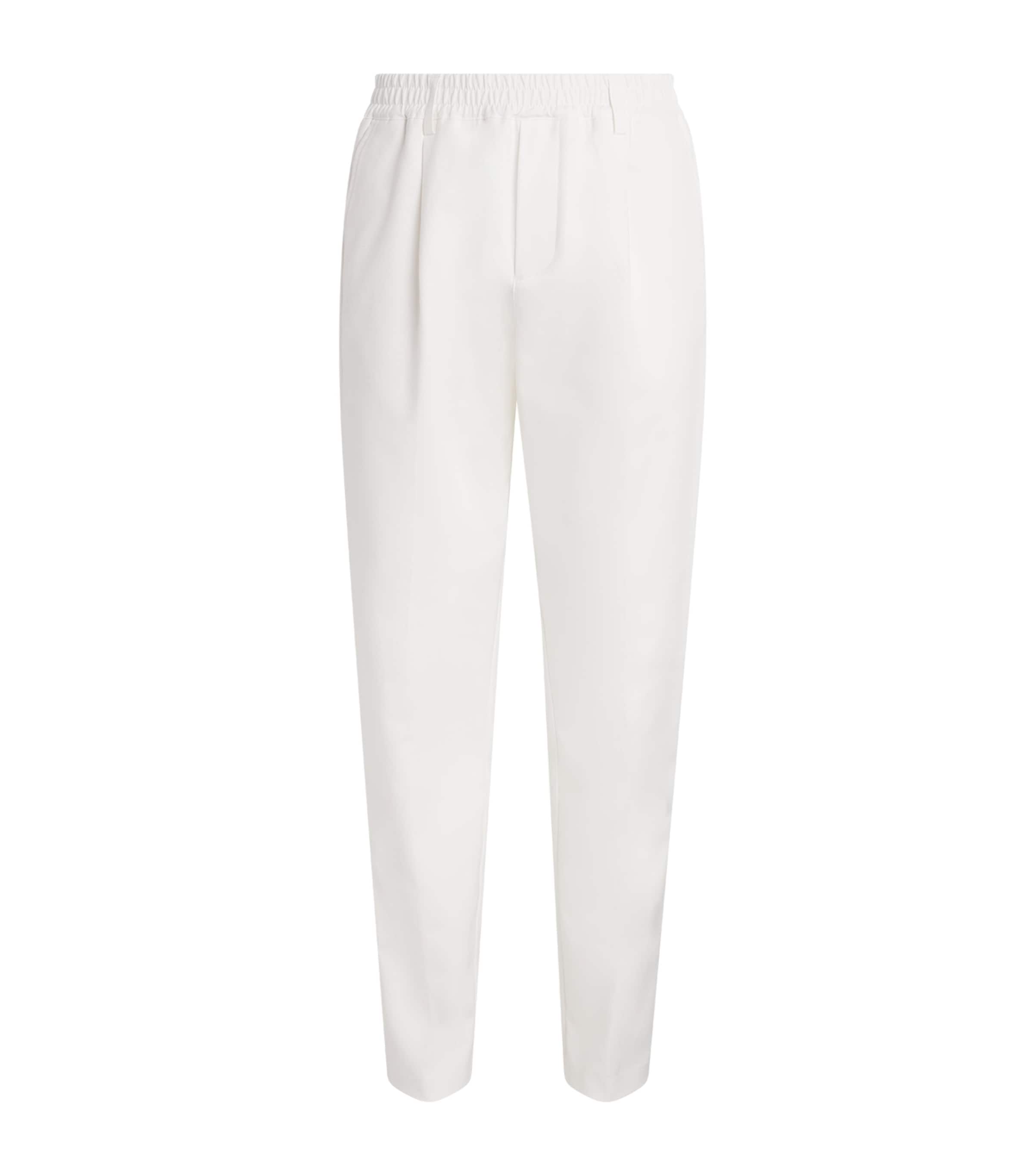 Eleventy Mens Stretch-Cotton Elasticated Trousers Bianco