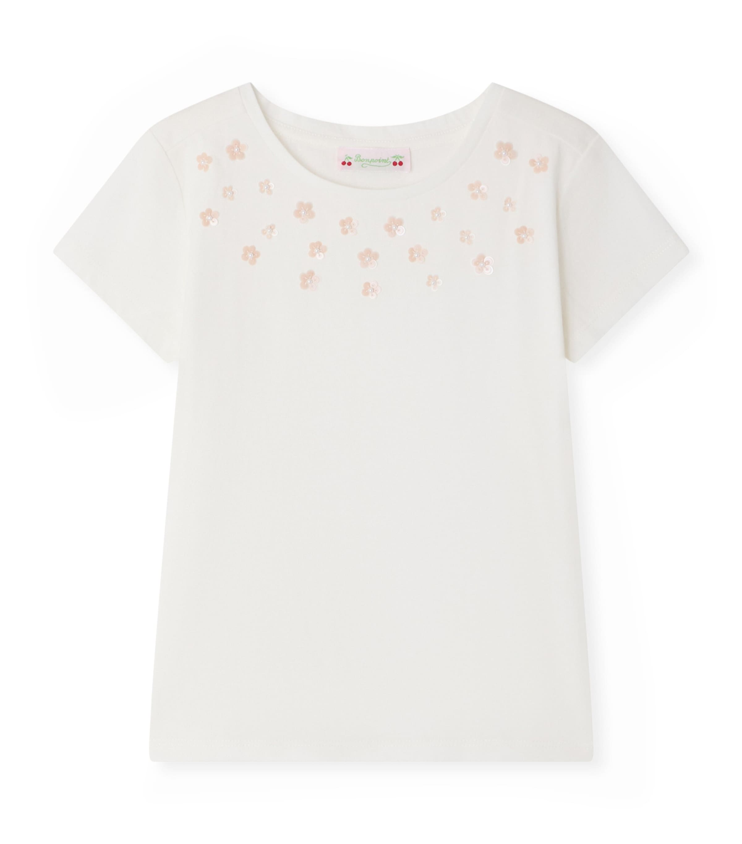 Bonpoint Cotton Embellished T-Shirt (10-14 Years) Upb Ecru