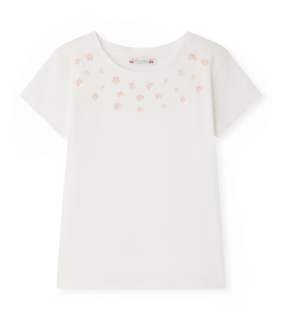 Bonpoint Cotton Embellished T-Shirt (10-14 Years) Upb Ecru