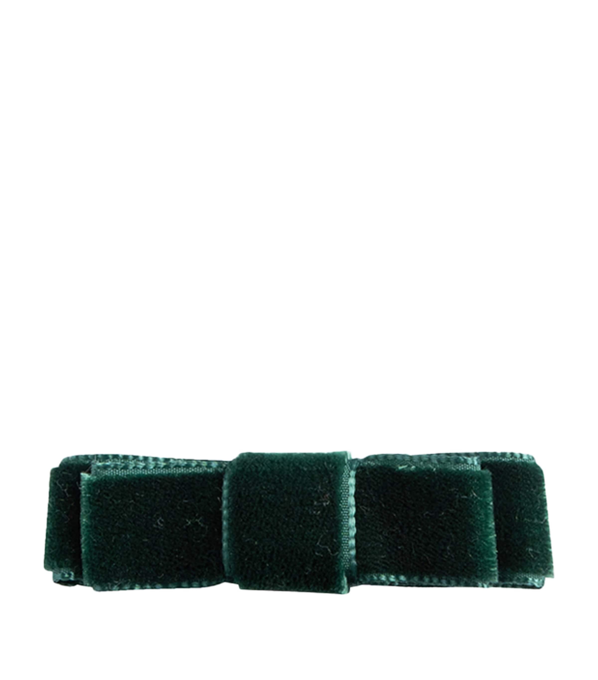 Trotters Small Velvet Bow Hair Clip Green