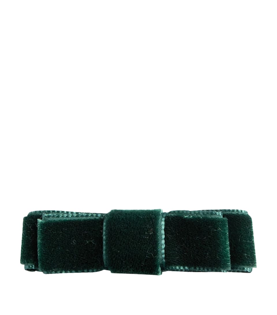 Trotters Small Velvet Bow Hair Clip Green