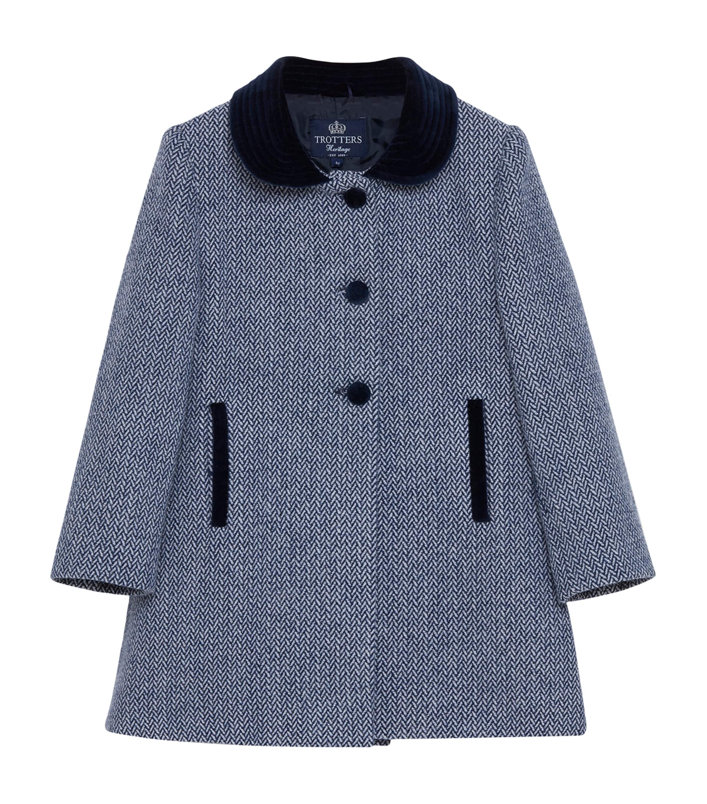 Trotters Matilda Swing Coat (6-11 Years) Naby Herringbone