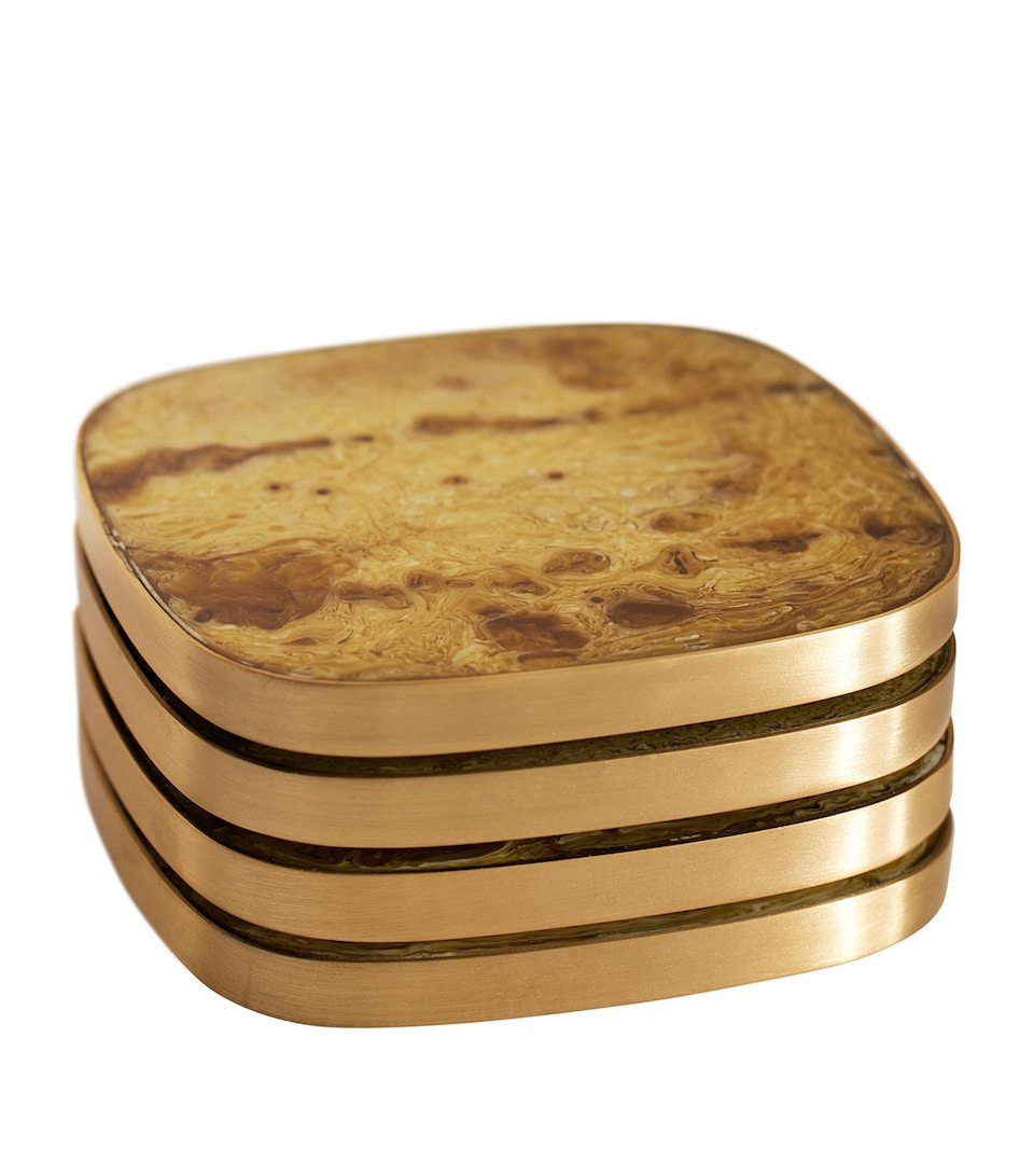 Soho Home Set of 4 Resin-Brass Bodiam Coasters (10cm x 10cm) Brown