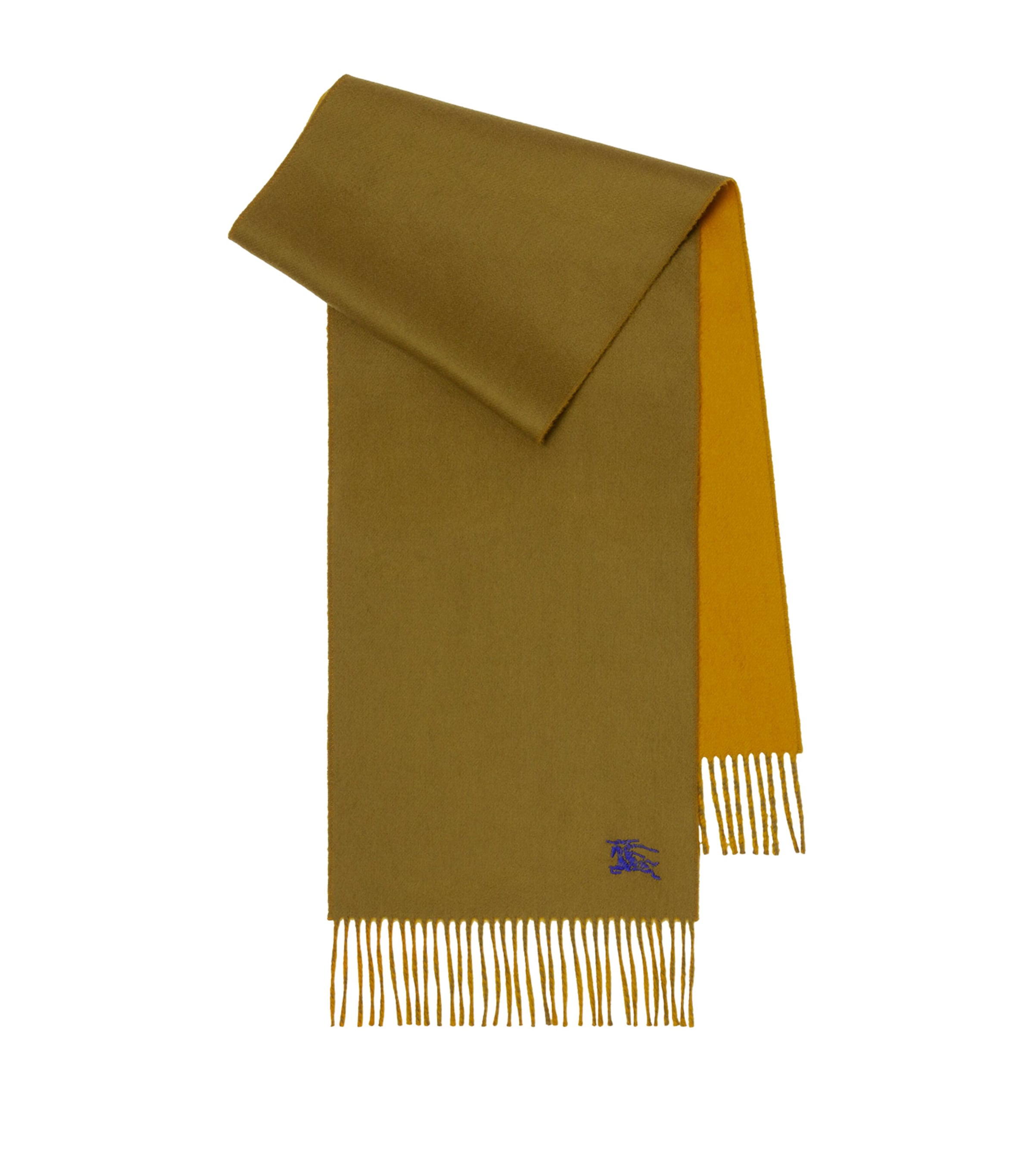 Burberry Cashmere Reversible EKD Scarf Pea Green/teakyellow