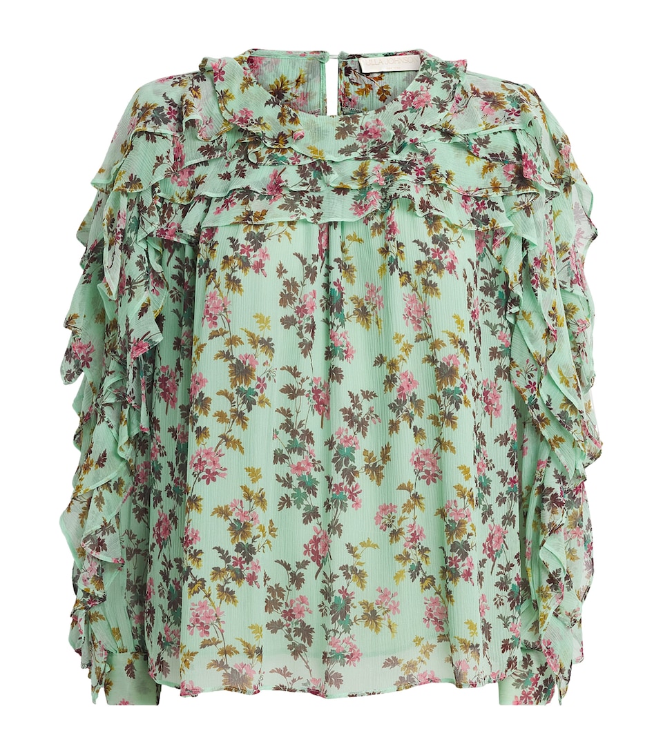 Ulla Johnson Womens Silk Ruffled Willow Blouse Opaline