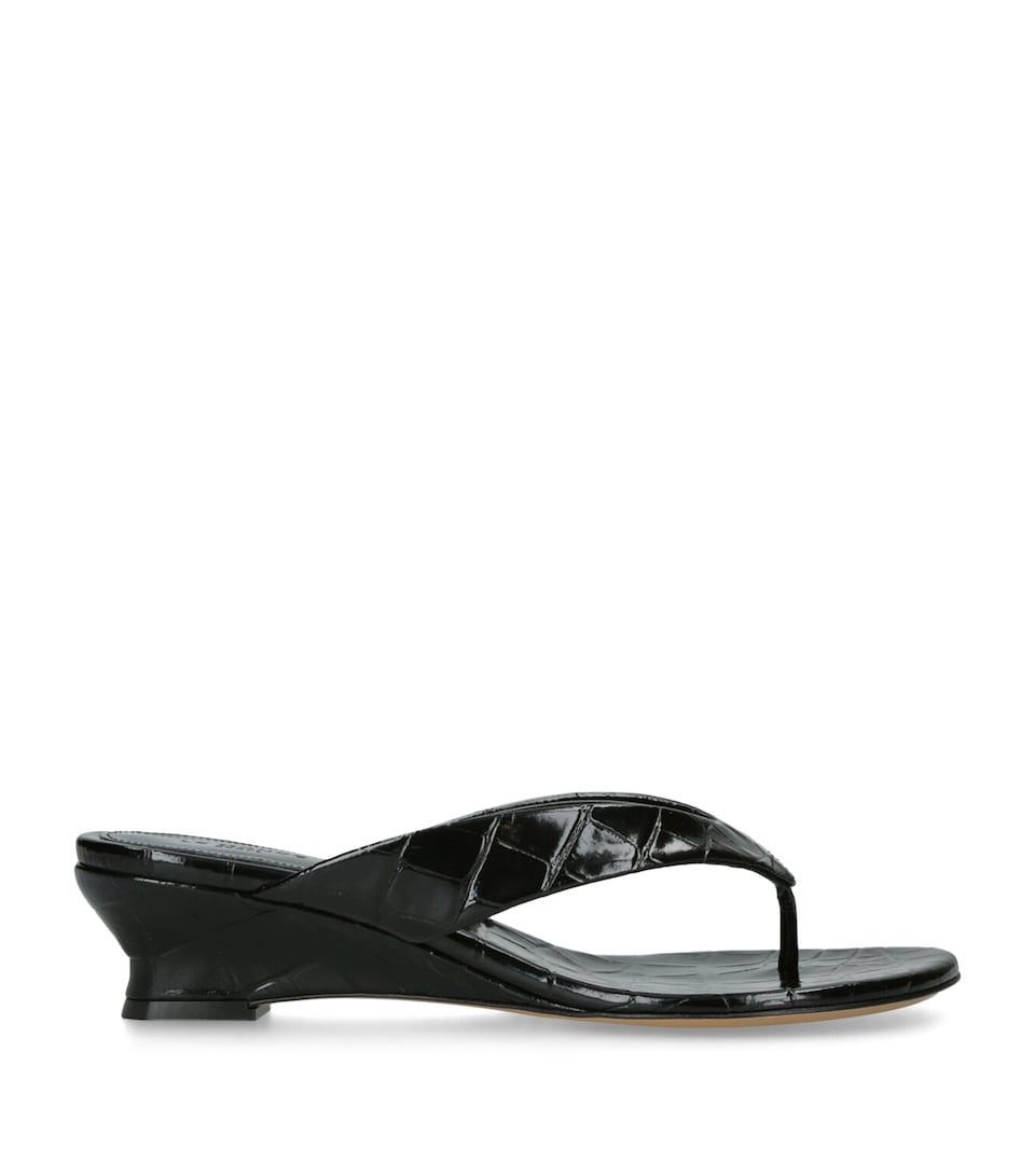 Le Monde Beryl Leather Micro Wedge Sandals 40 Black
