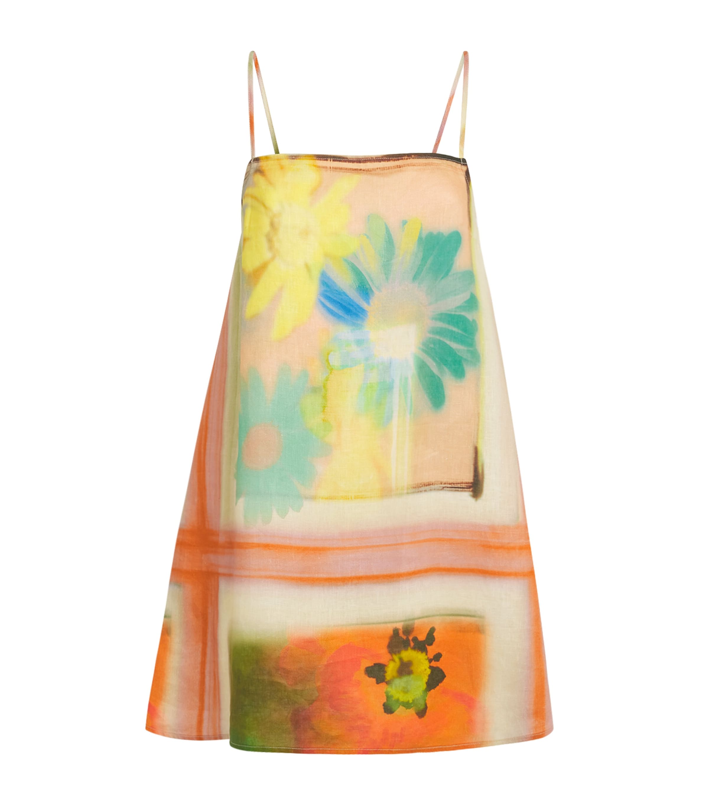 STAUD Womens Linen Floral Laura Mini Dress Sprblm Scf Sbsr