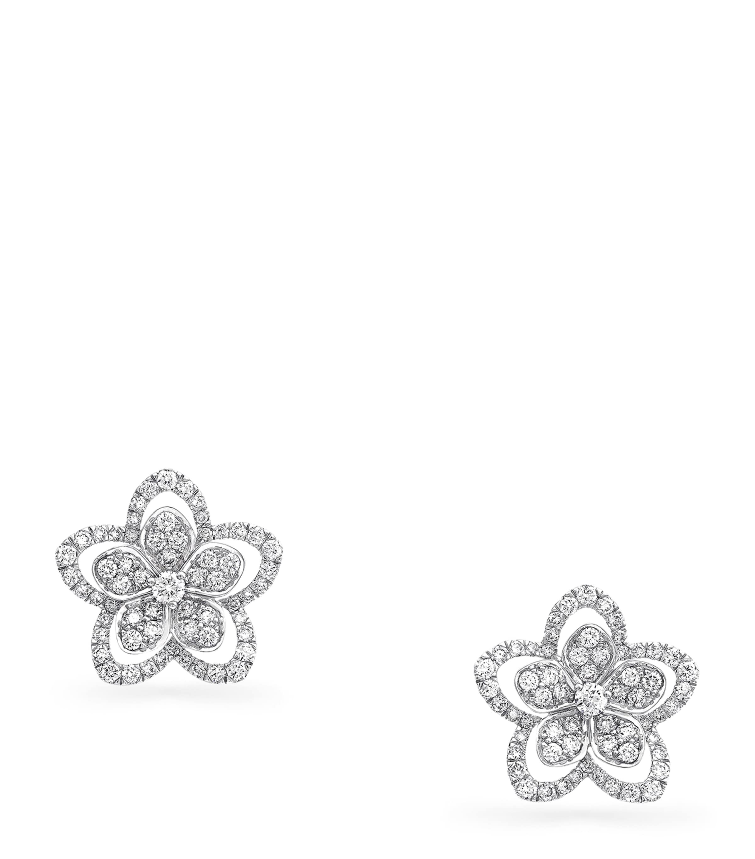 White Gold and Diamond Wild Flower Stud Earrings