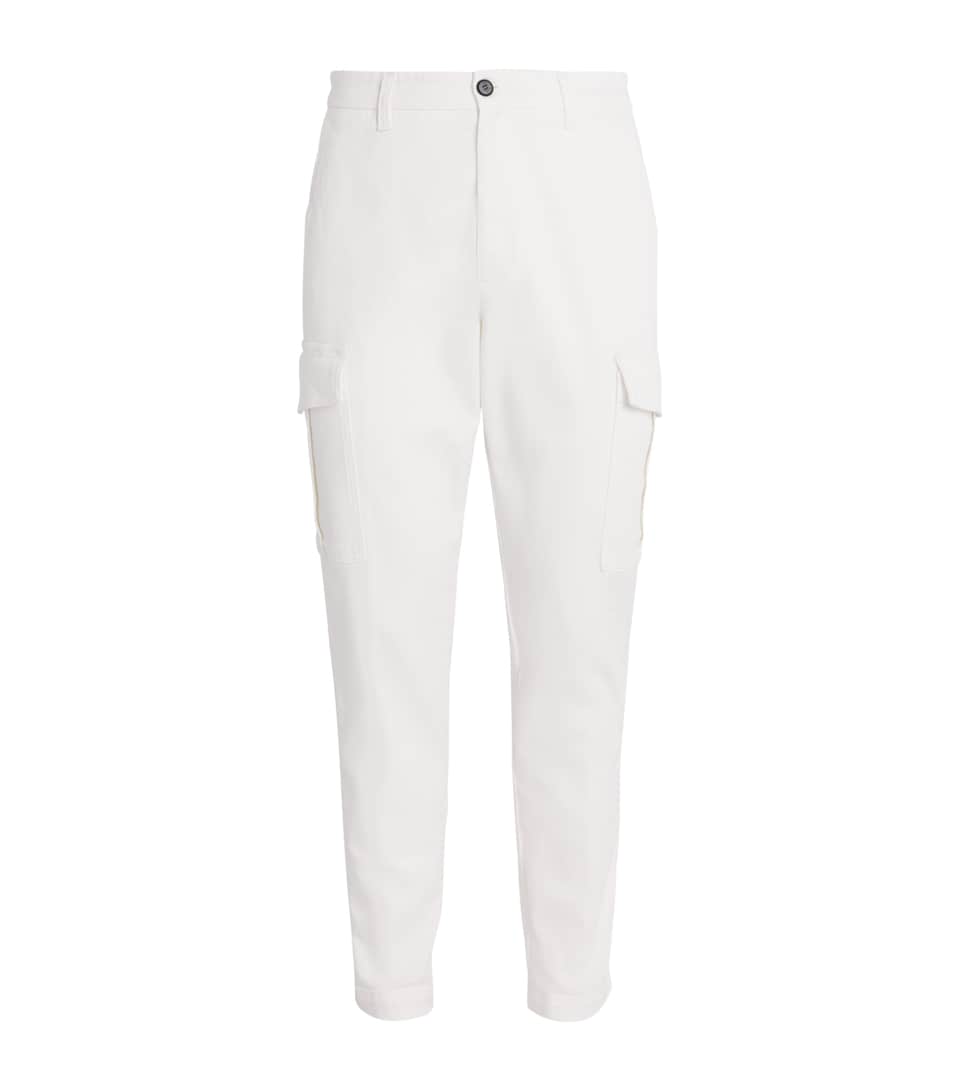 Eleventy Mens Stretch-Cotton Cargo Trousers Bianco