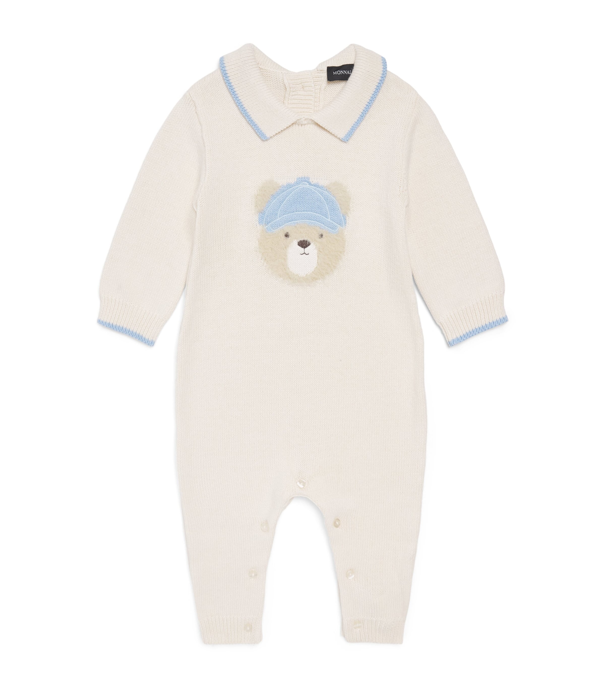 Monnalisa Cotton-Wool Bear Playsuit (1-9 Months) Gardenia