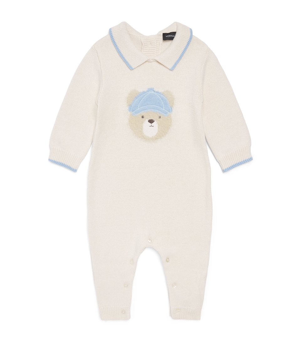 Monnalisa Cotton-Wool Bear Playsuit (1-9 Months) Gardenia