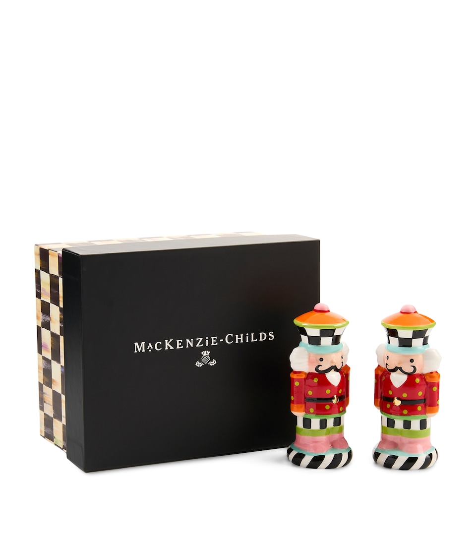 MacKenzie-Childs Ceramic Confetti Nutcracker Salt and Pepper Shakers Red