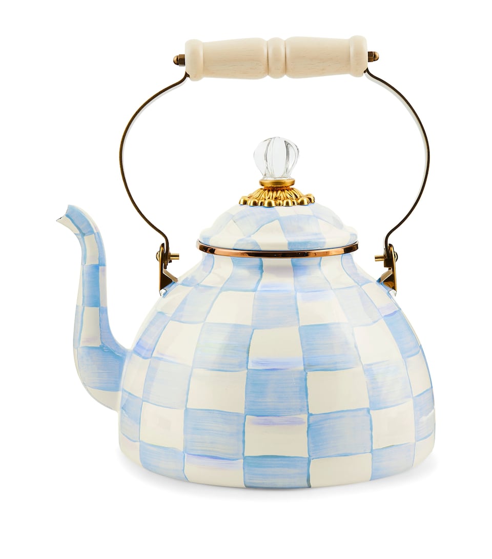 MacKenzie-Childs Sky Check 3-Quart Tea Kettle (3.4L) Blue