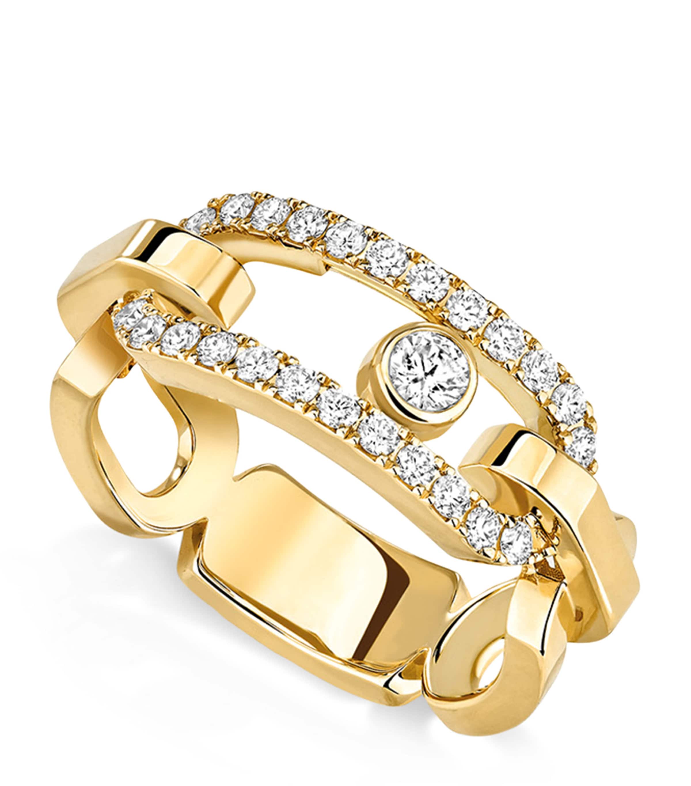 Yellow Gold and Diamond Move Link Ring