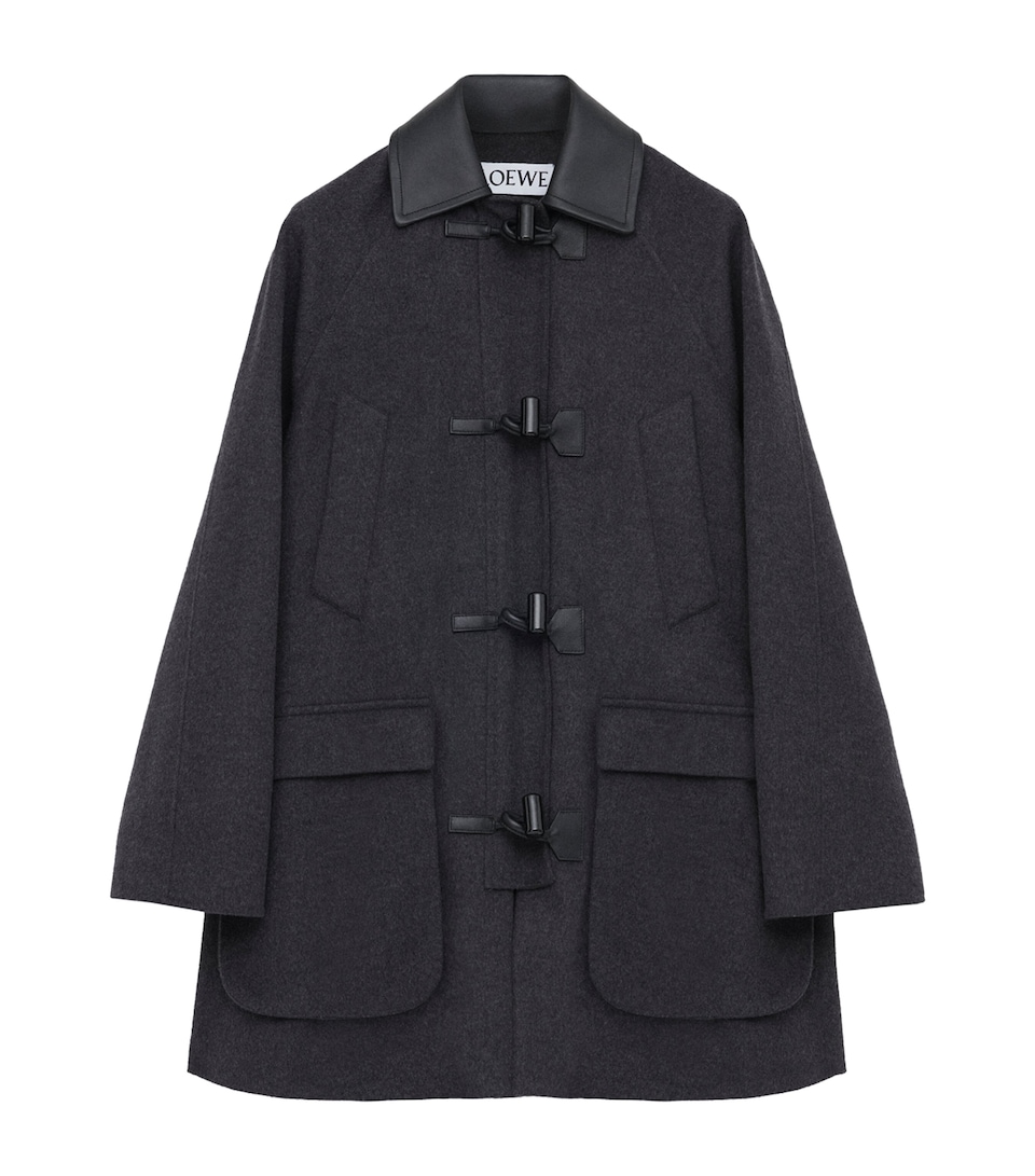 Wool-Cashmere Leather-Collar Coat