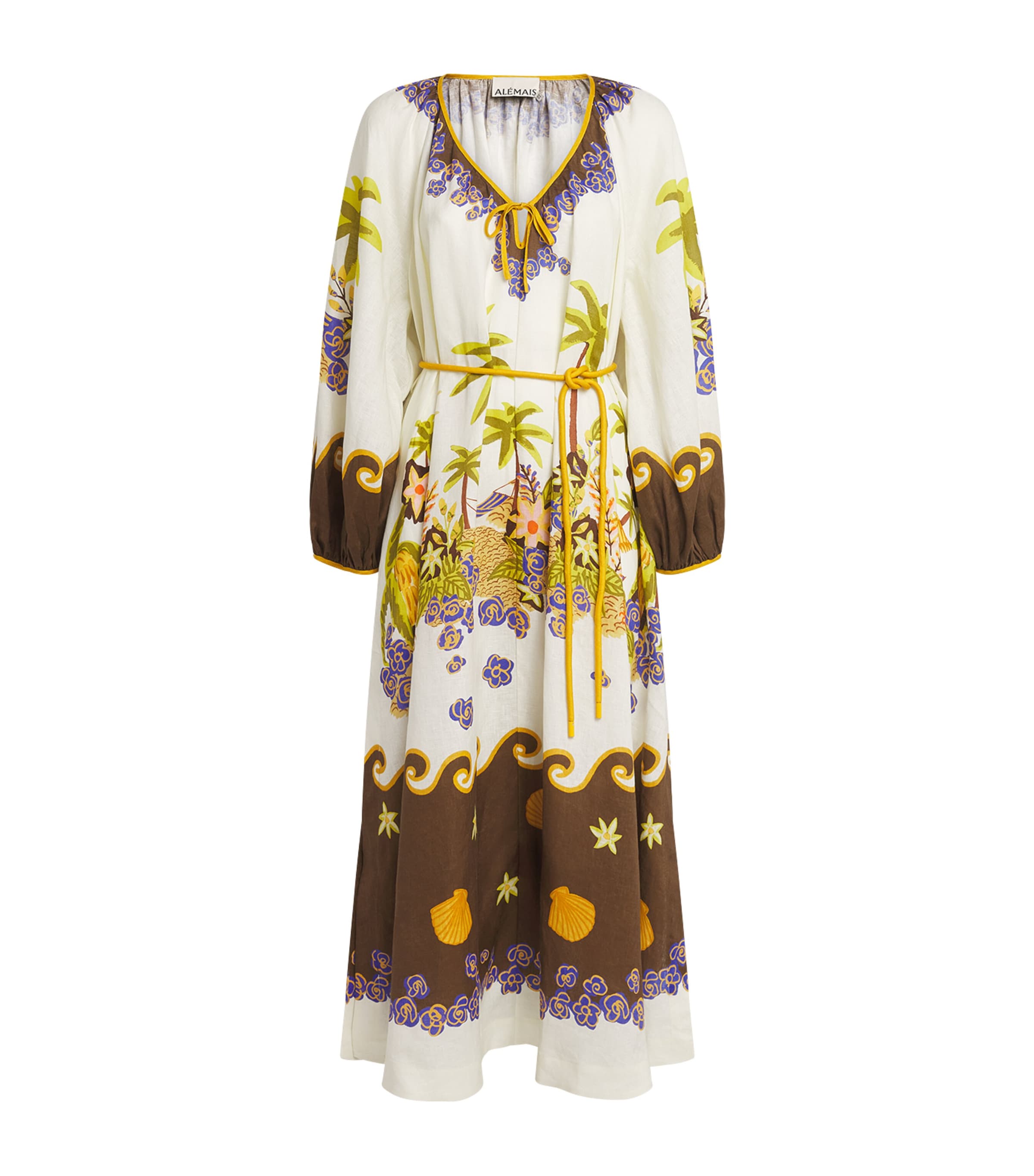 ALEMAIS Womens Linen Island Cove Tunic Dress Cream