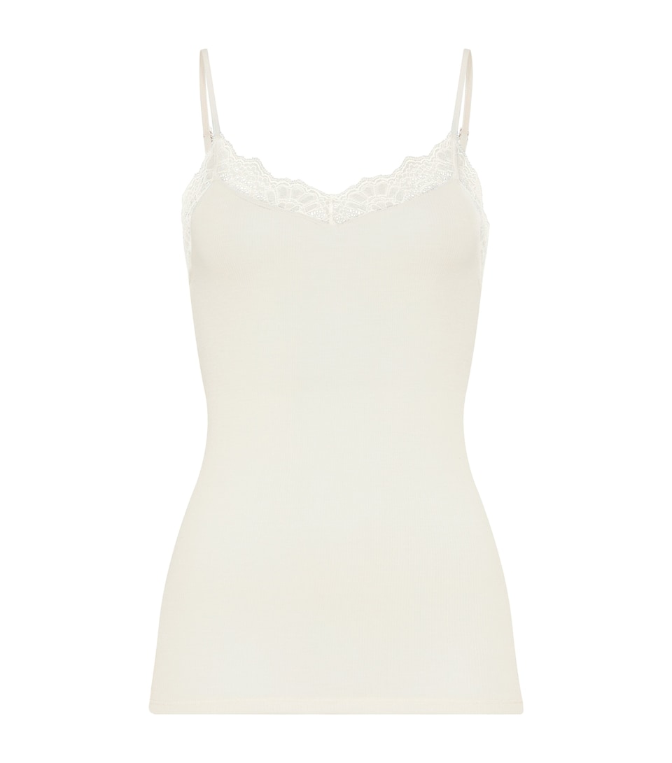 Hanro Womens Wool-Silk Cami Top Misty White