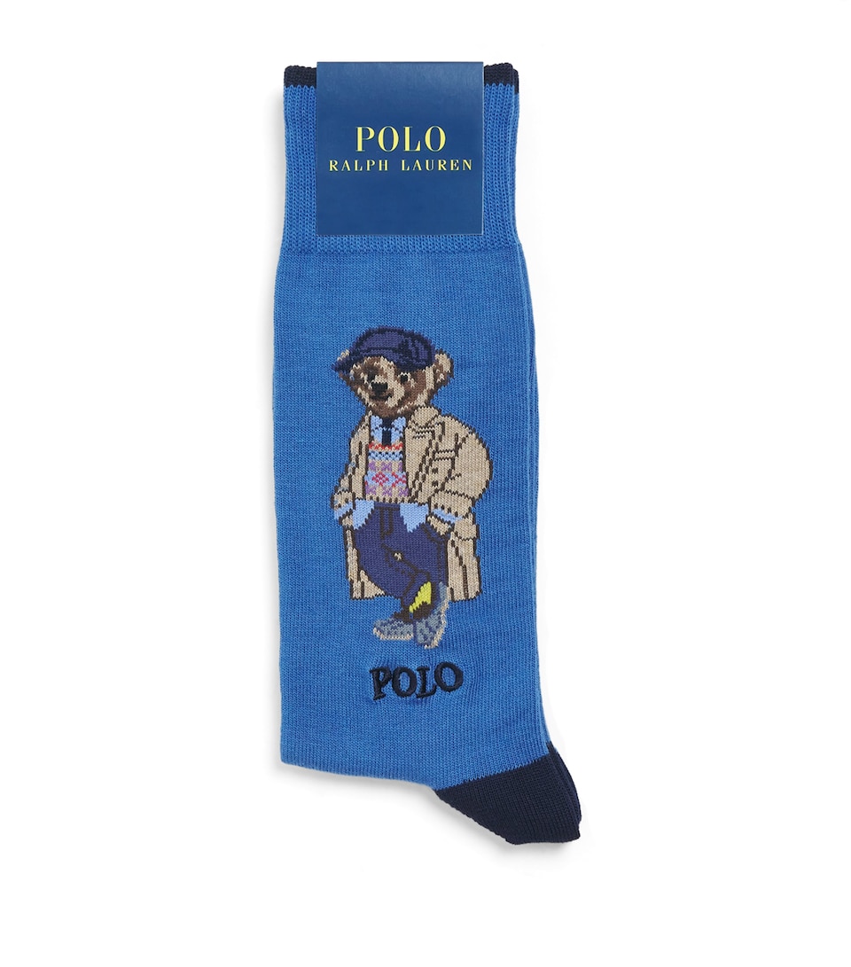 Polo Ralph Lauren Mens Cotton-Blend Polo Bear Socks Blue