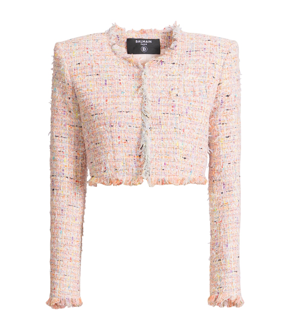 Balmain Womens Tweed cropped jacket Aaa Multicolore