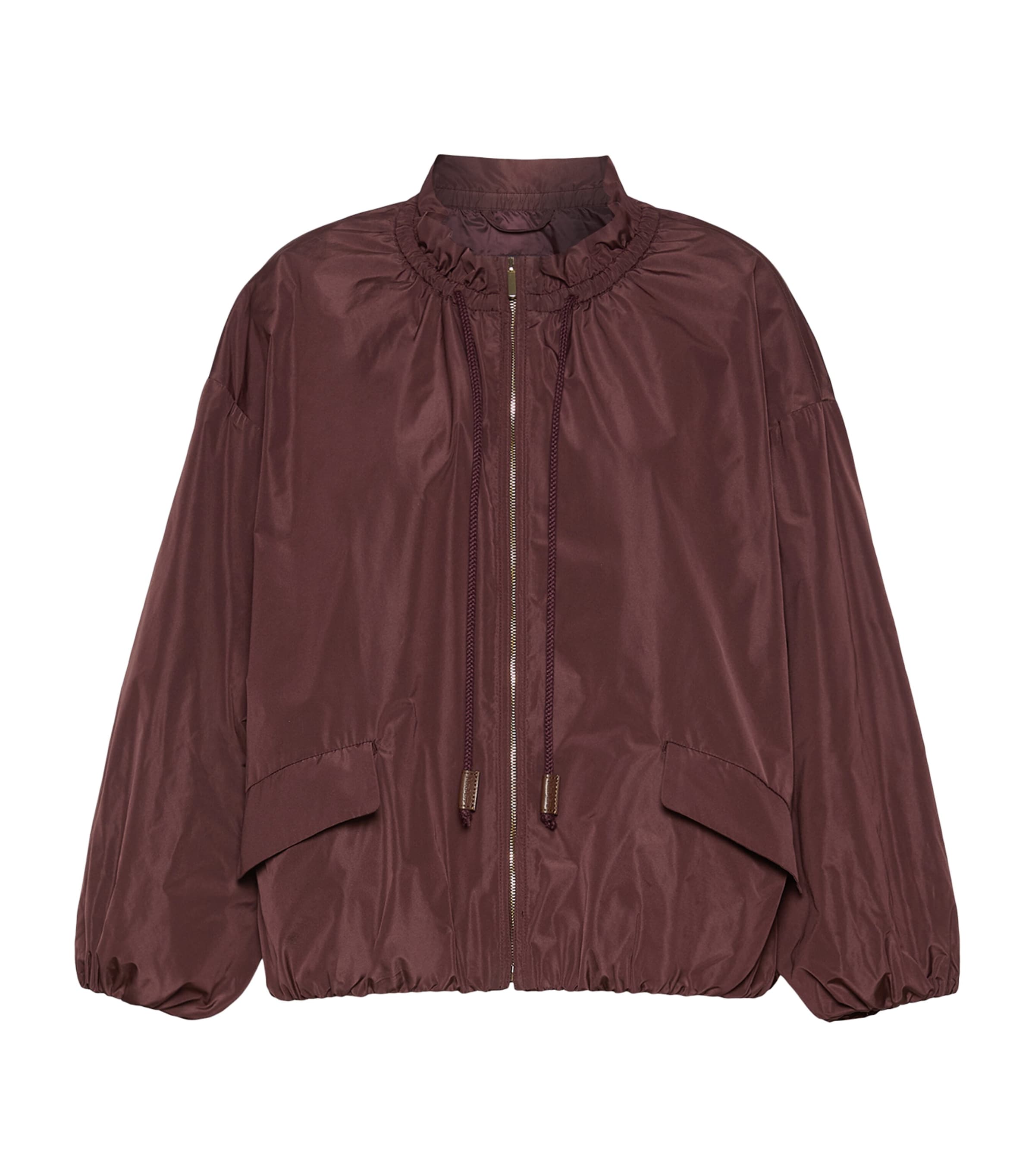 Max Mara Womens Water-Repellent Taffeta Bomber Jacket Bordeaux