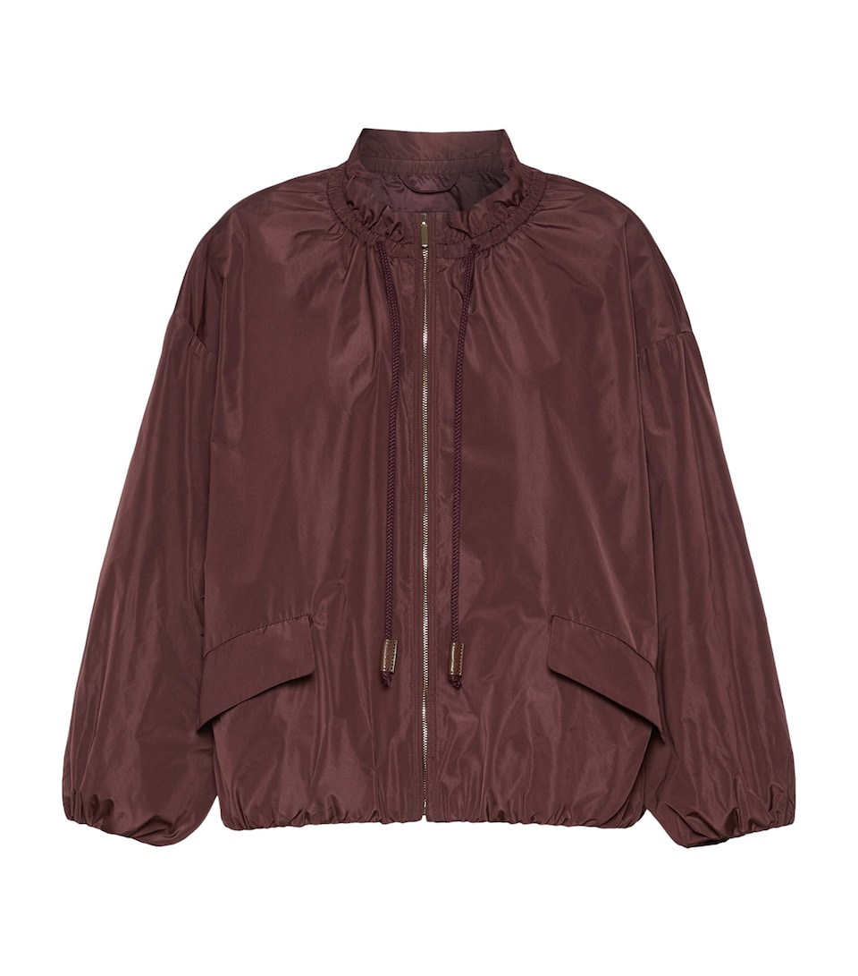 Max Mara Womens Water-Repellent Taffeta Bomber Jacket Bordeaux