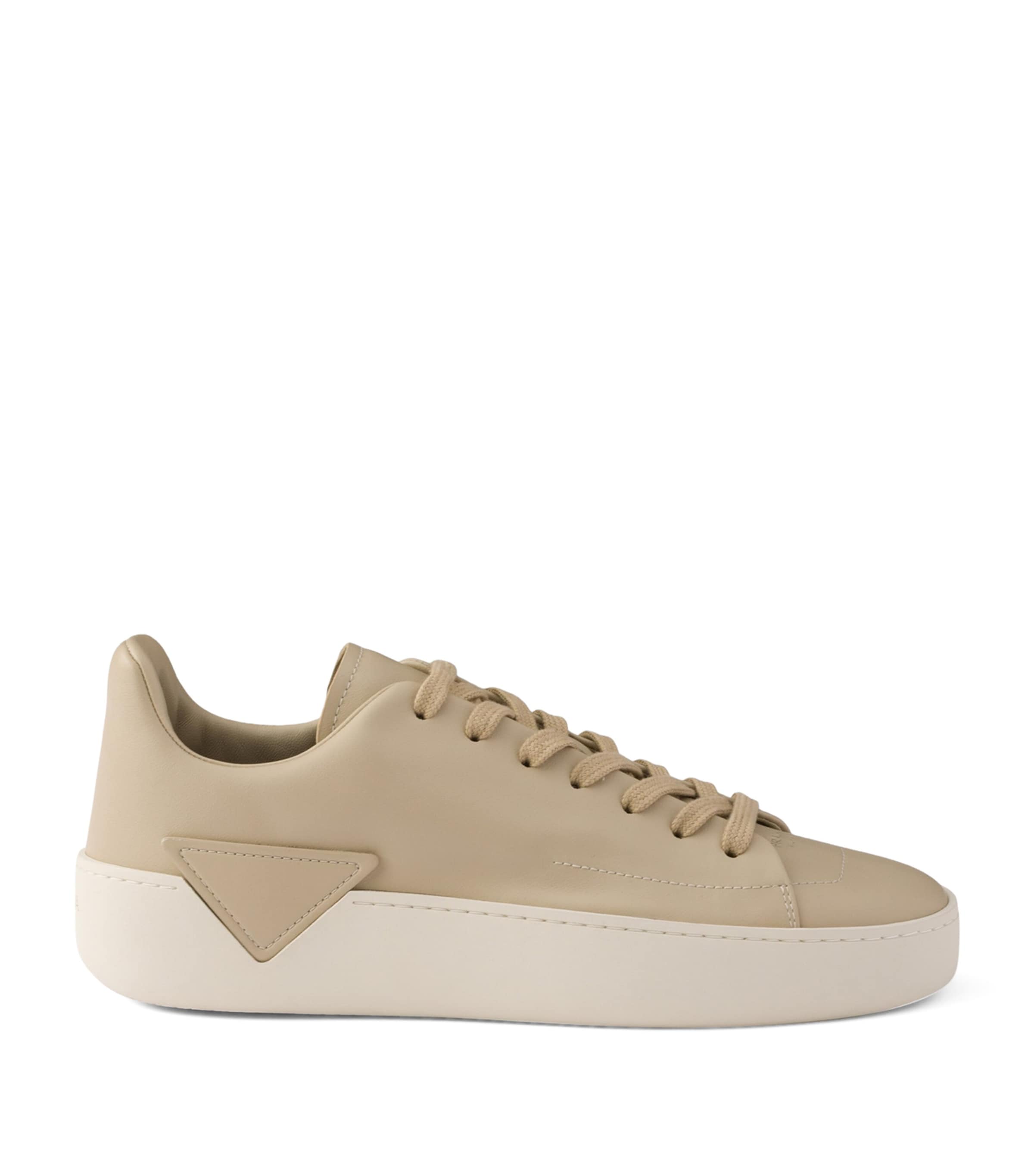 Prada Leather Court Sneakers Neutral