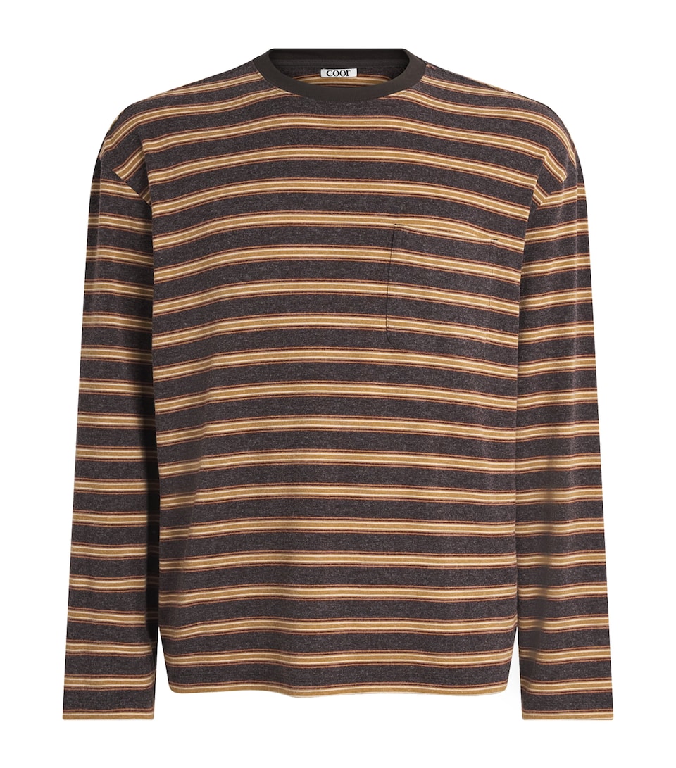 Coor Mens Stripe Long-Sleeve T-Shirt Dark Brown