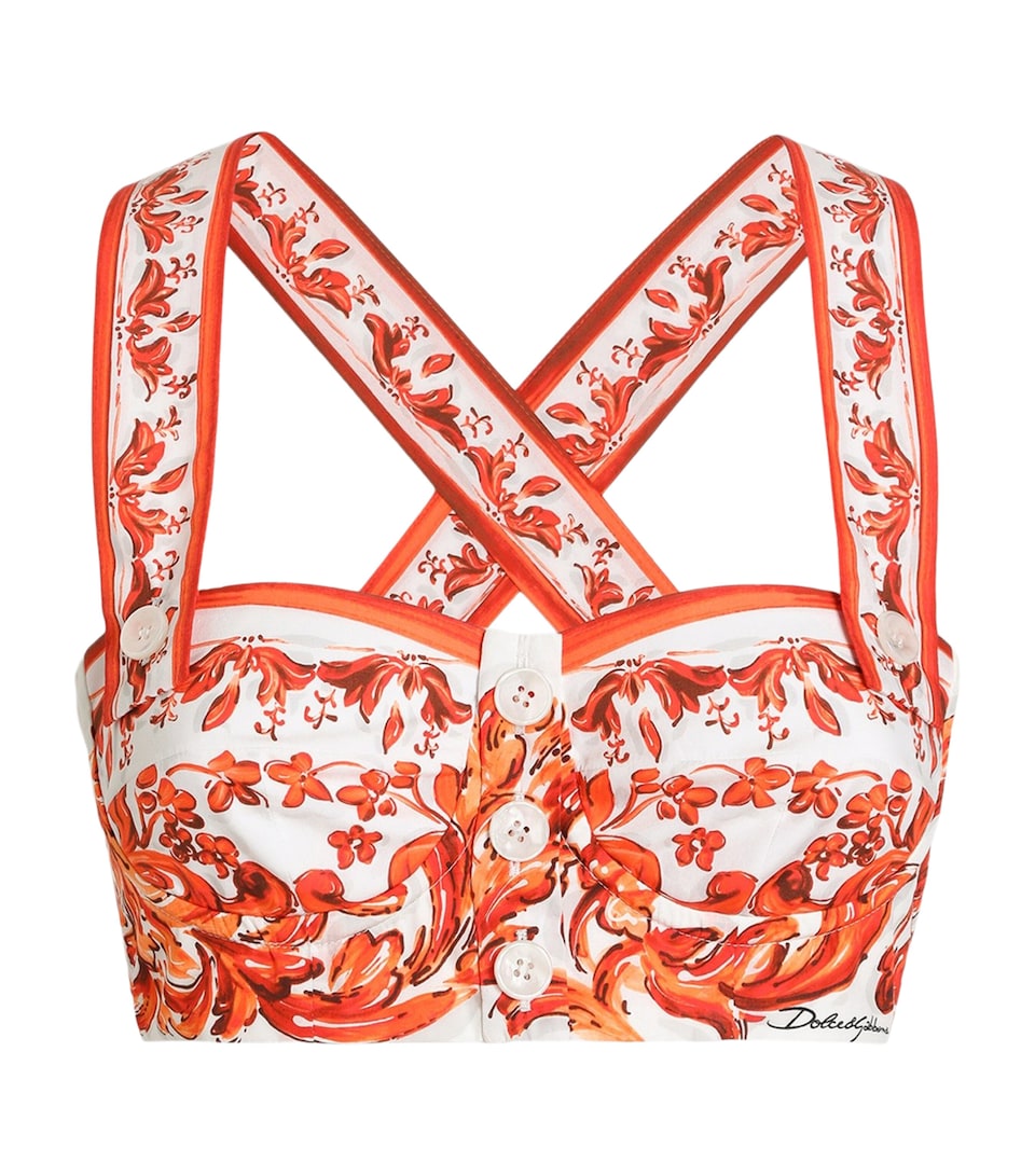 Dolce&Gabbana Womens Cotton Majolica Bustier Top Combined Colou