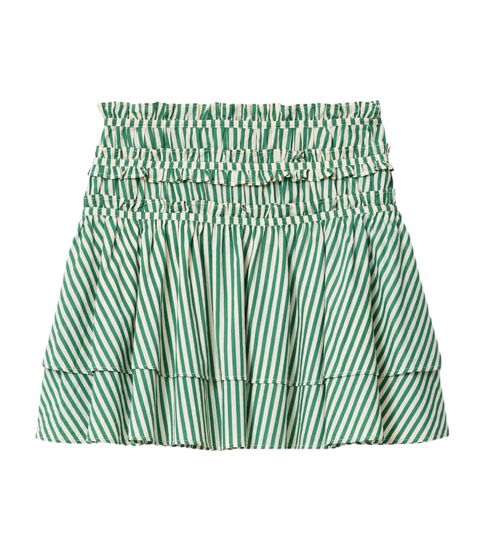 AllSaints Womens Cotton Stripe Kali Mini Skirt Apple Green/white