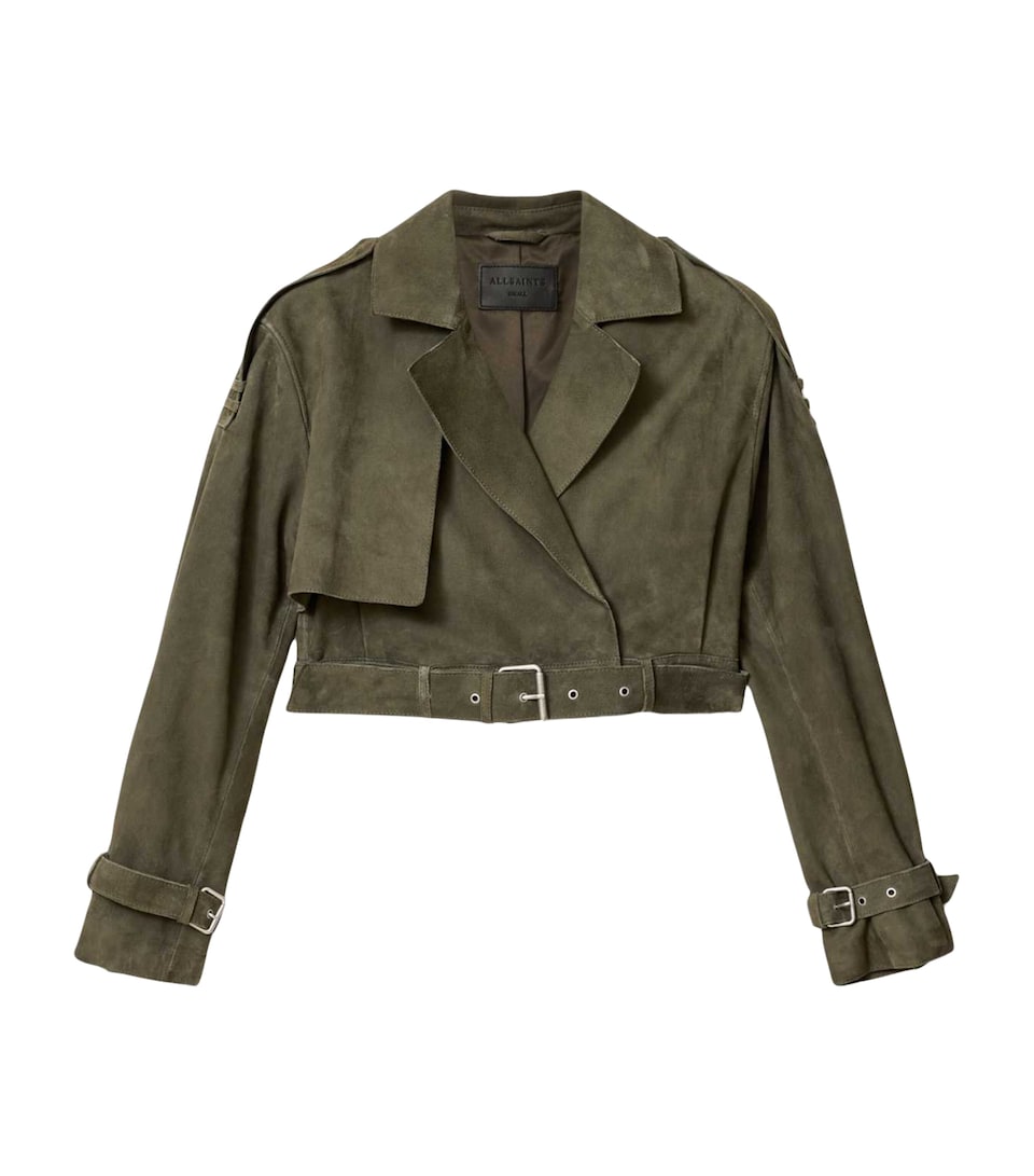 AllSaints Womens Goat Suede Ophelia Jacket Caledone Green