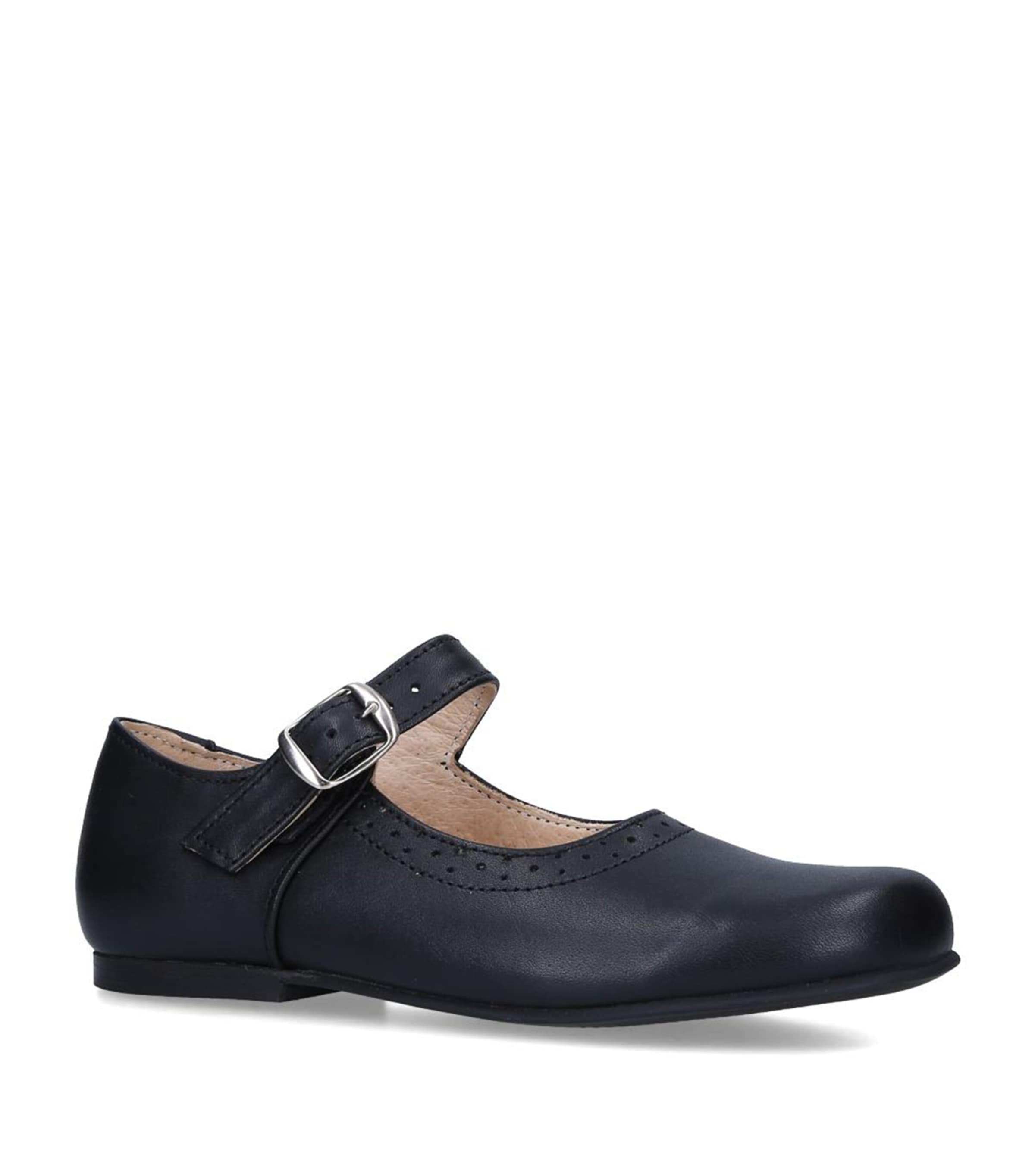 papouelli Leather Millie Flats Black