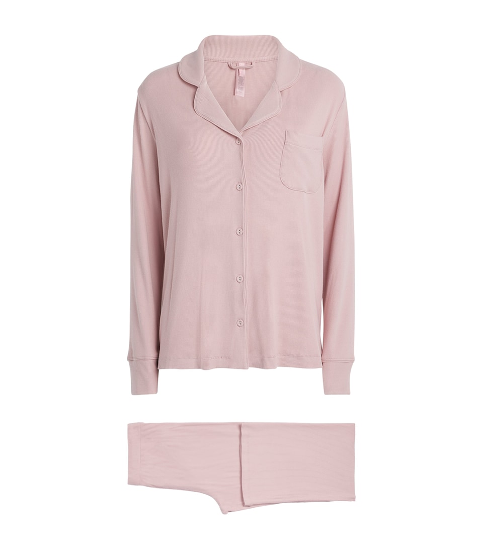Skims Womens Soft Lounge Ribbed Pyjama Set Morganite