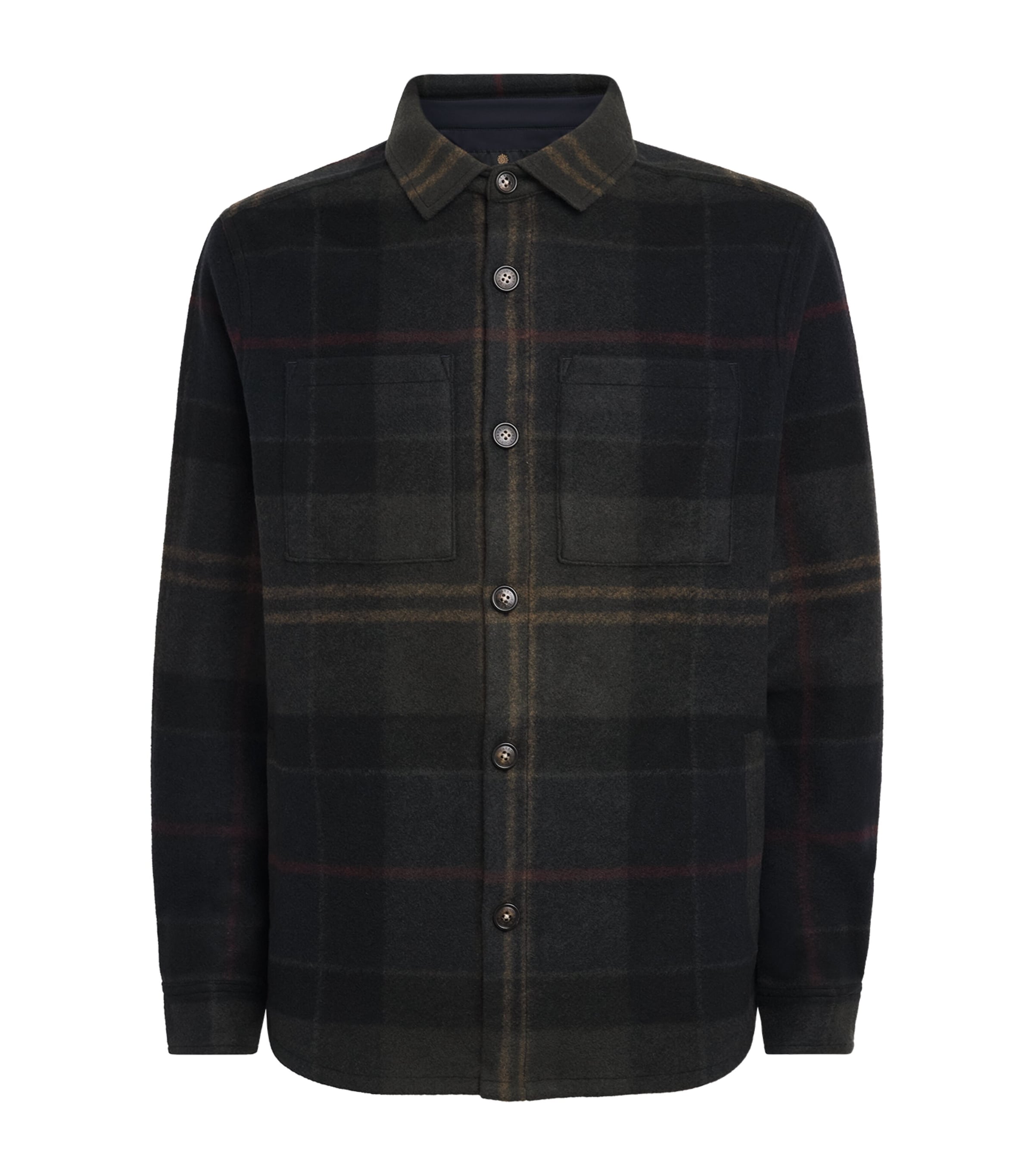 Barbour Mens Brushed Woodlane Check Overshirt Shadow Classic Trtn