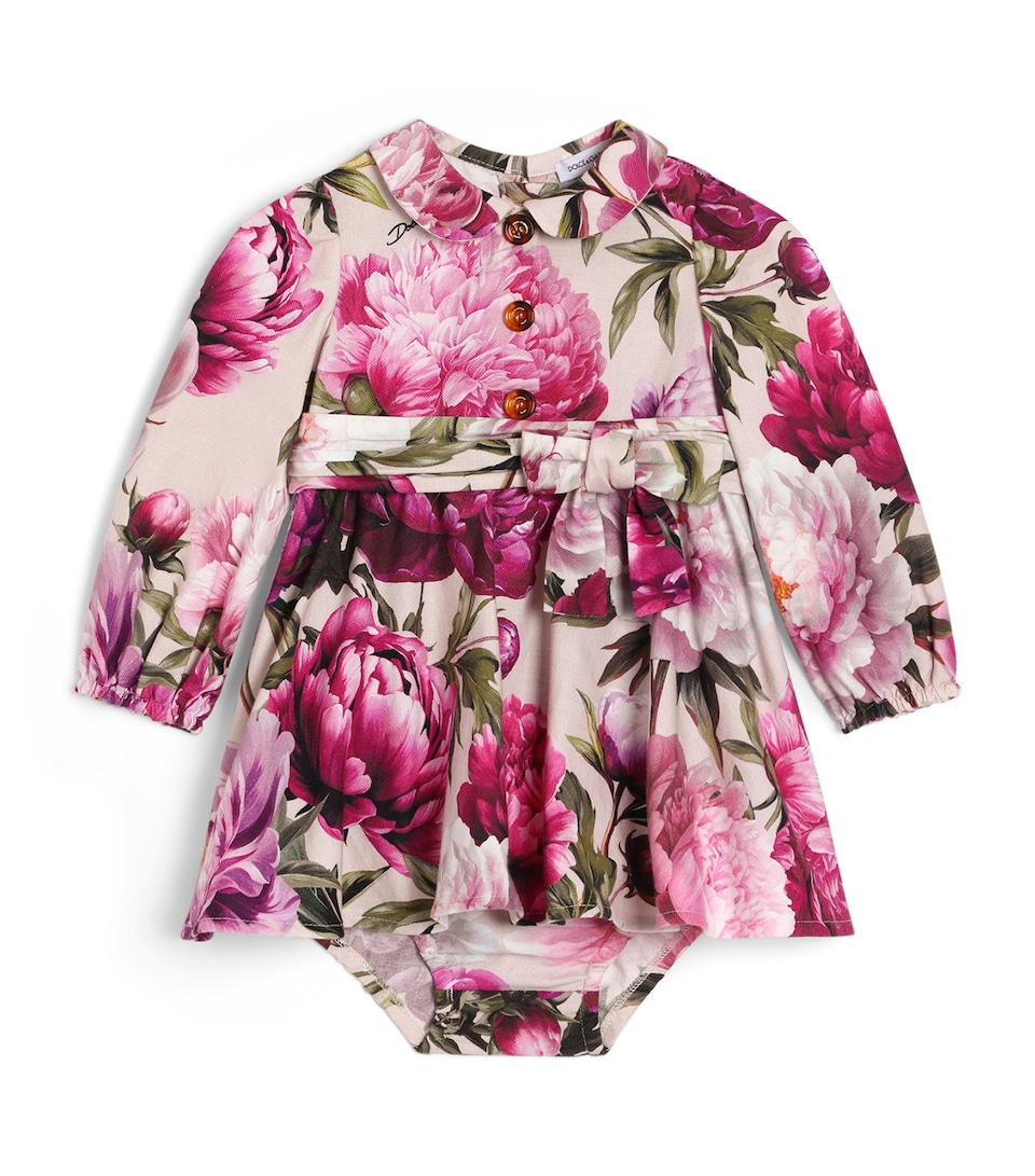 Dolce&Gabbana Kids Cotton Peony Print Dress with Culottes (3-30 Months) Peonie F.ros