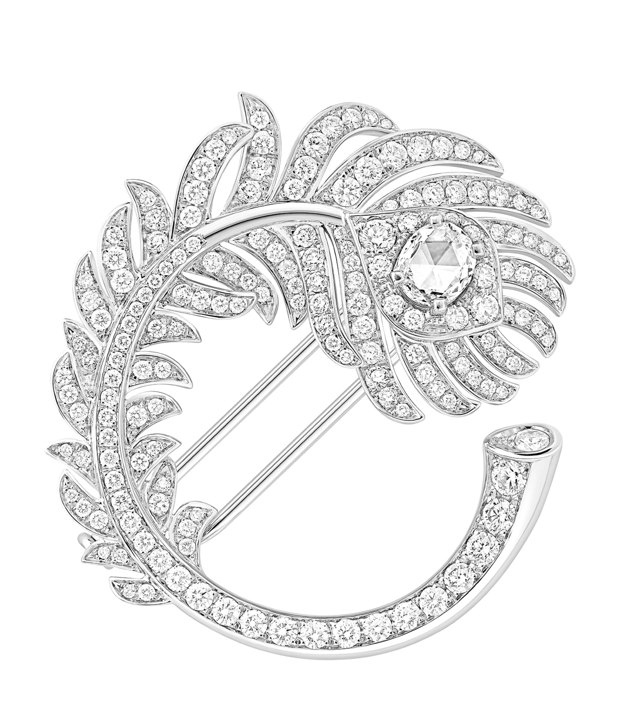 Boucheron White Gold and Diamond Plume de Paon Brooch White Gold